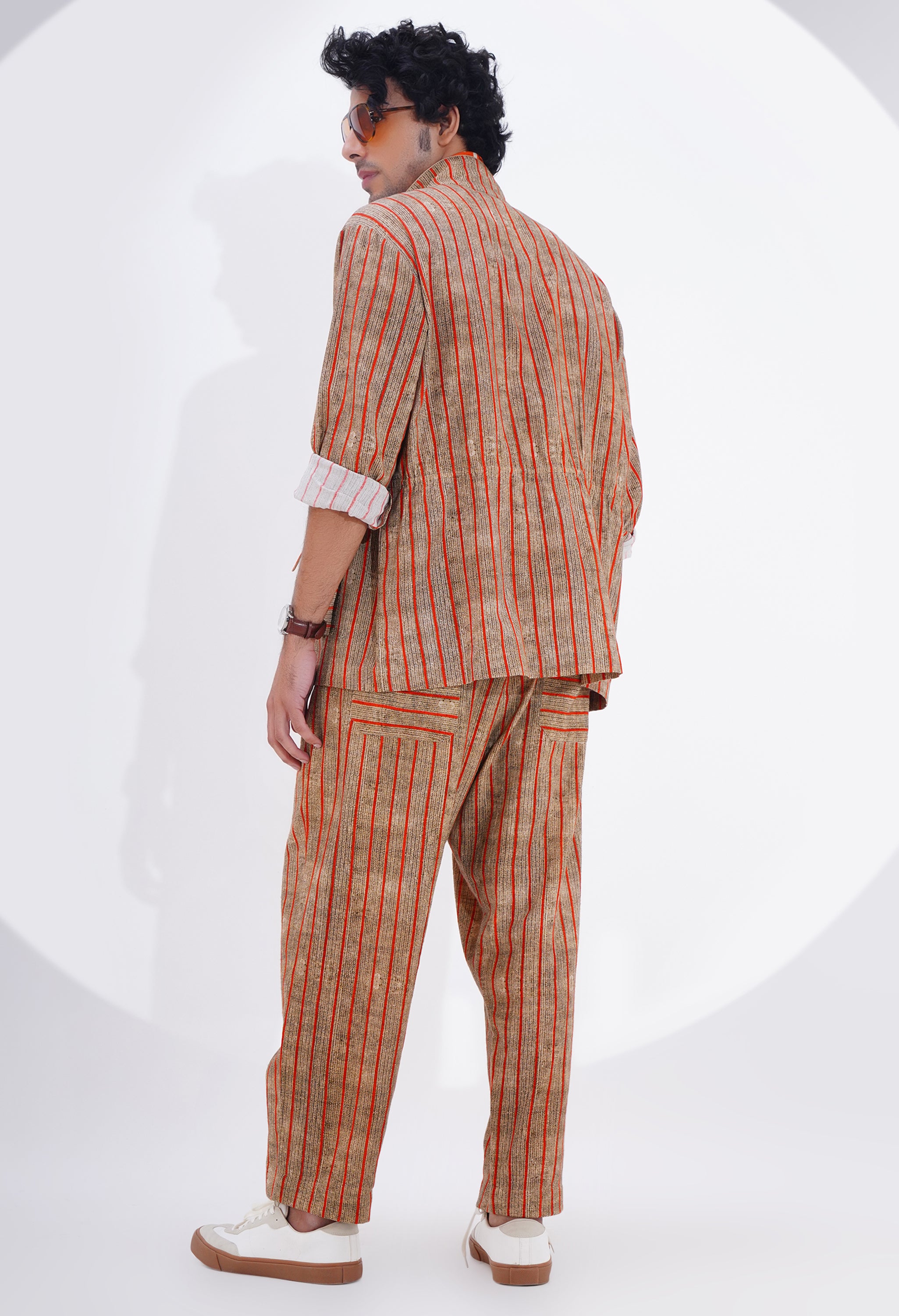 STRIPED PRINTED CO ORD SET WITH TIE UP DETAILING