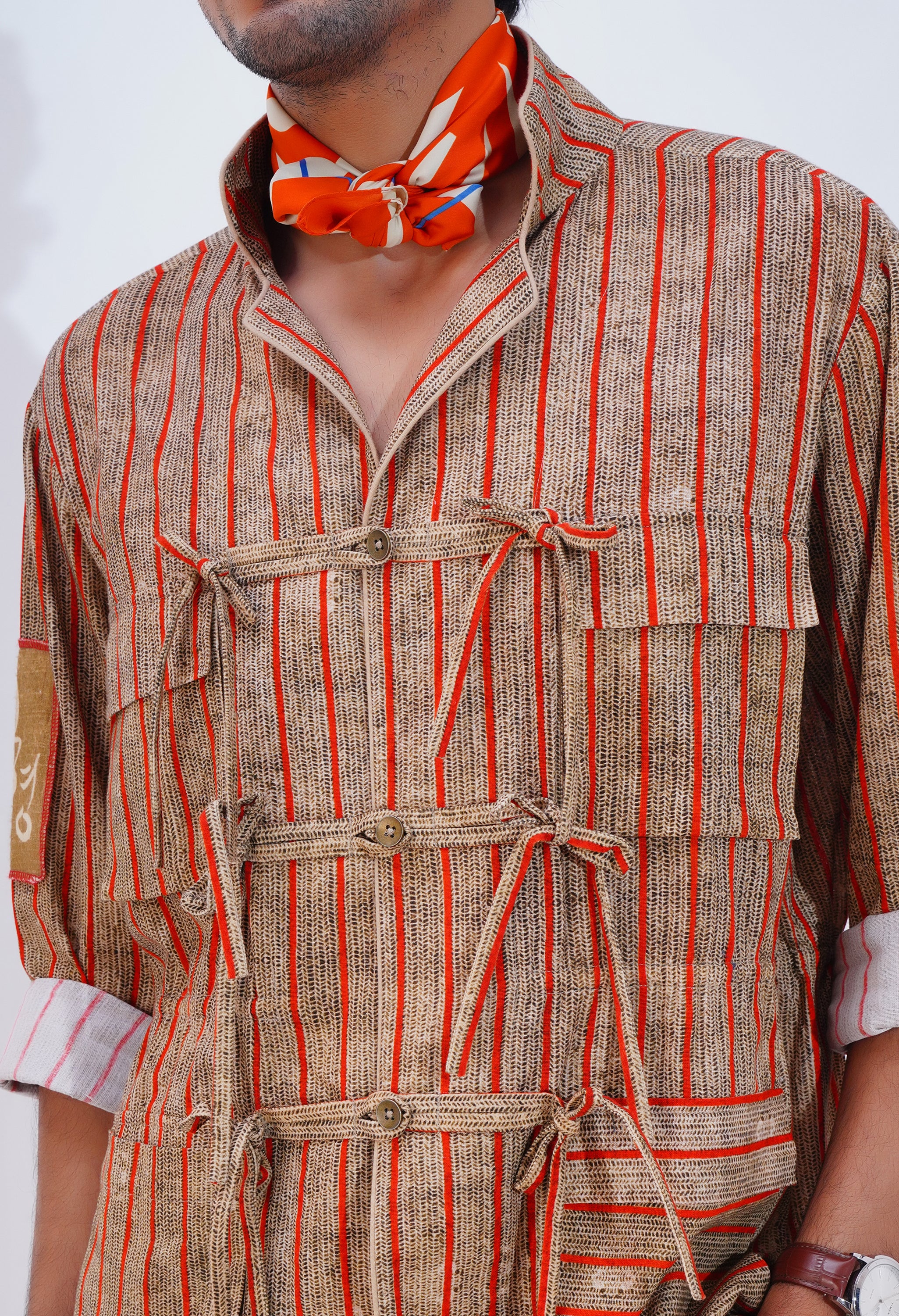 STRIPED PRINTED CO ORD SET WITH TIE UP DETAILING