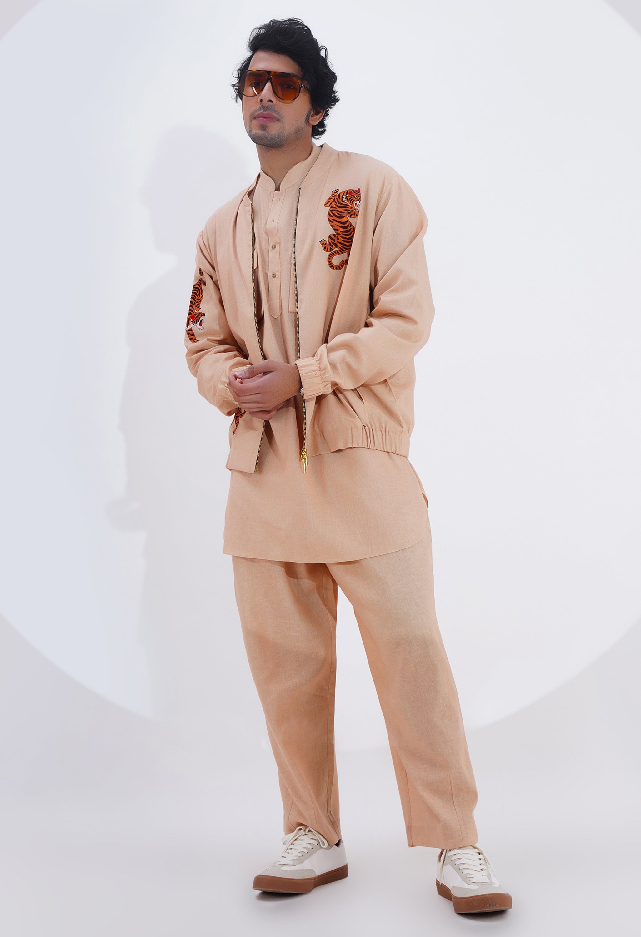 TIGER EMBROIDERED BOMBER JACKET