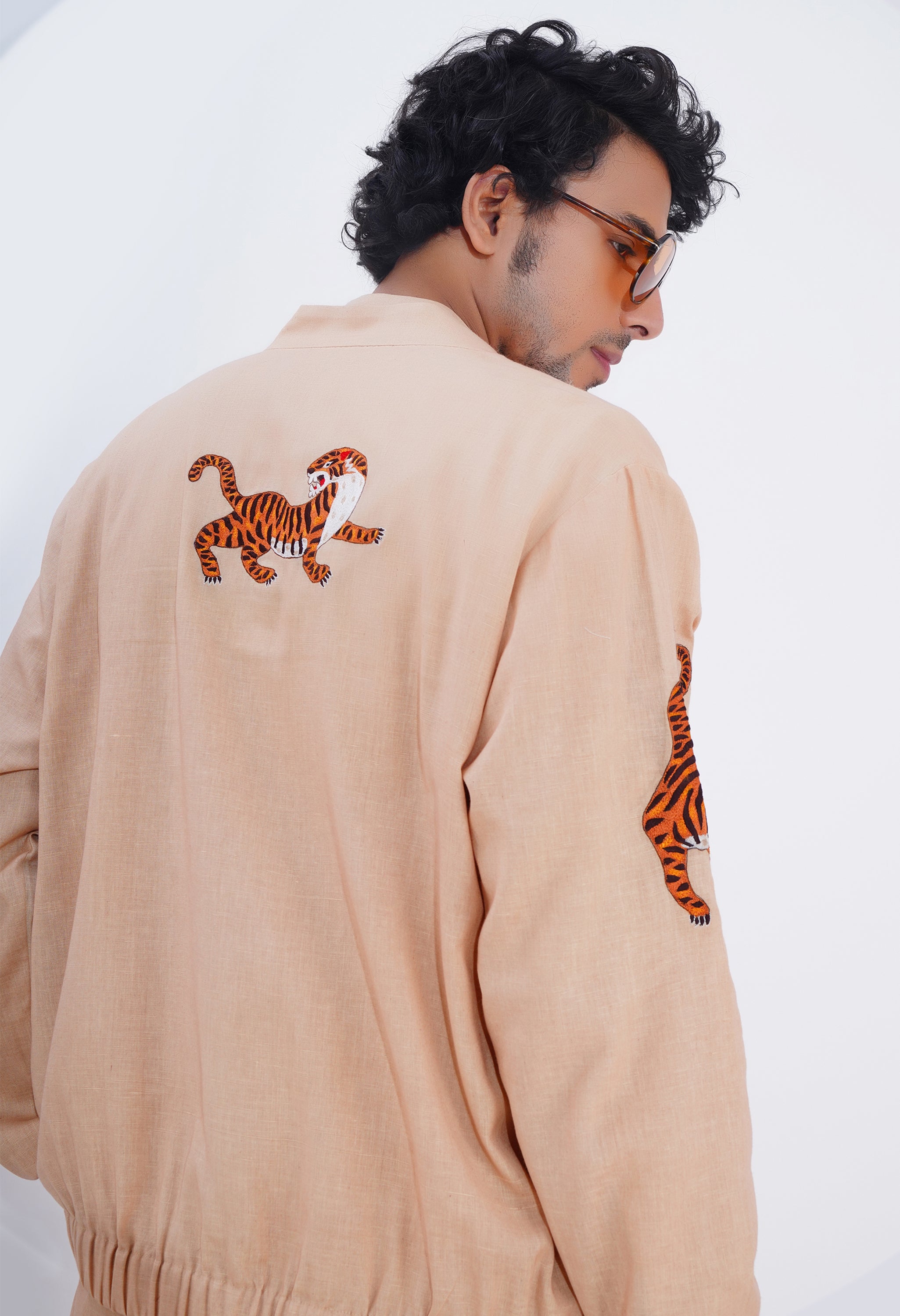 TIGER EMBROIDERED BOMBER JACKET