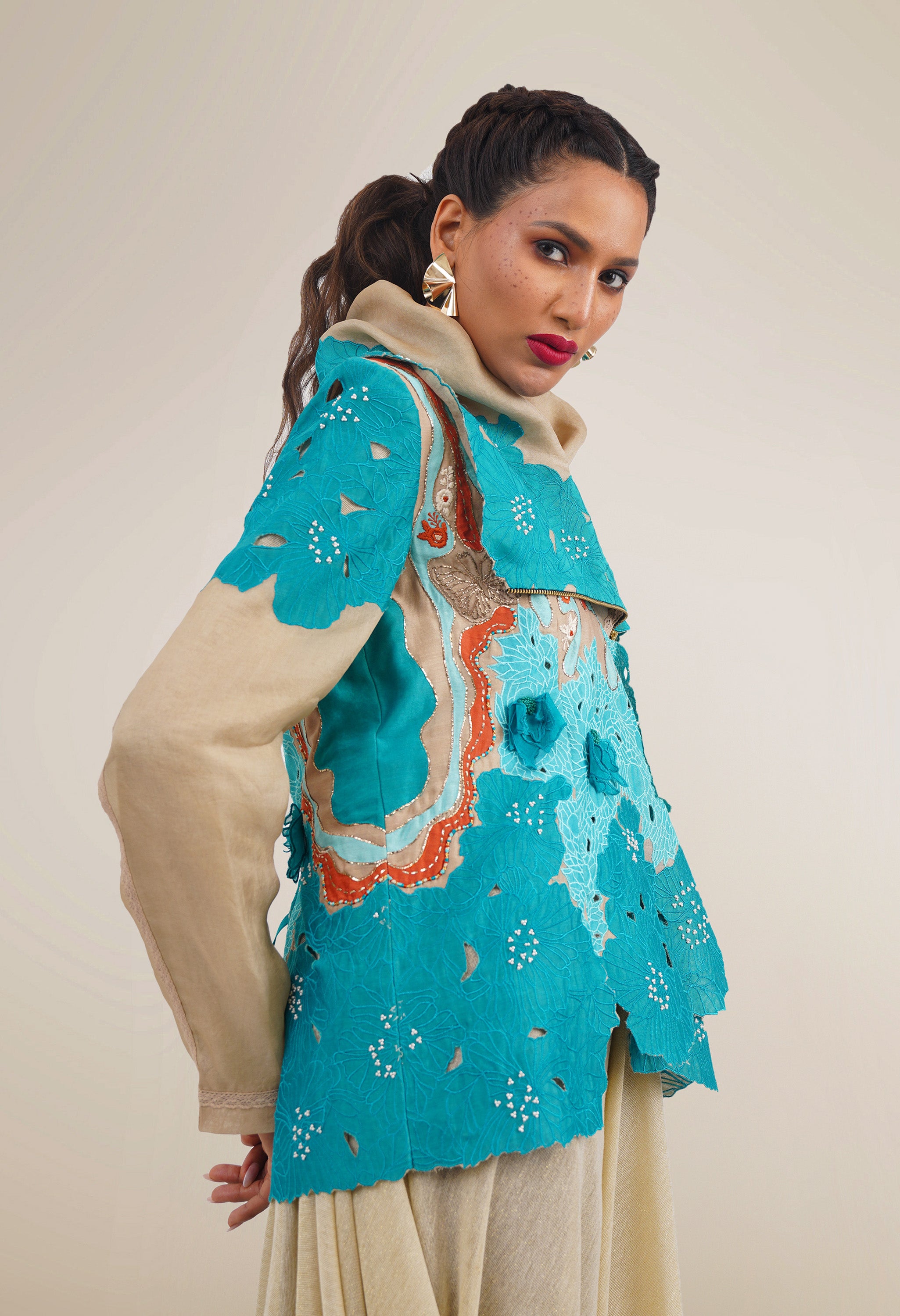 DRAPED COLLAR JACKET