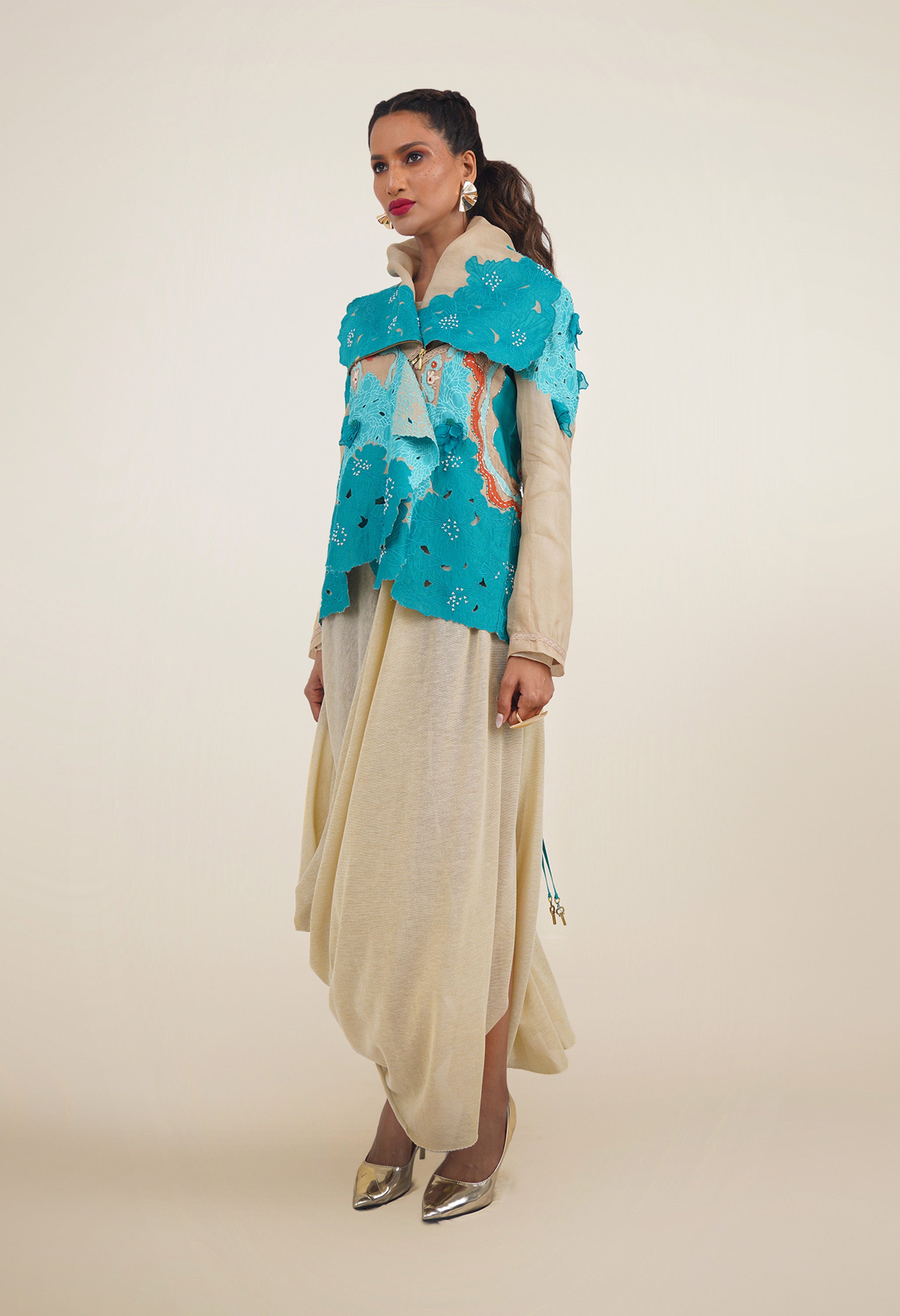 DRAPED COLLAR JACKET