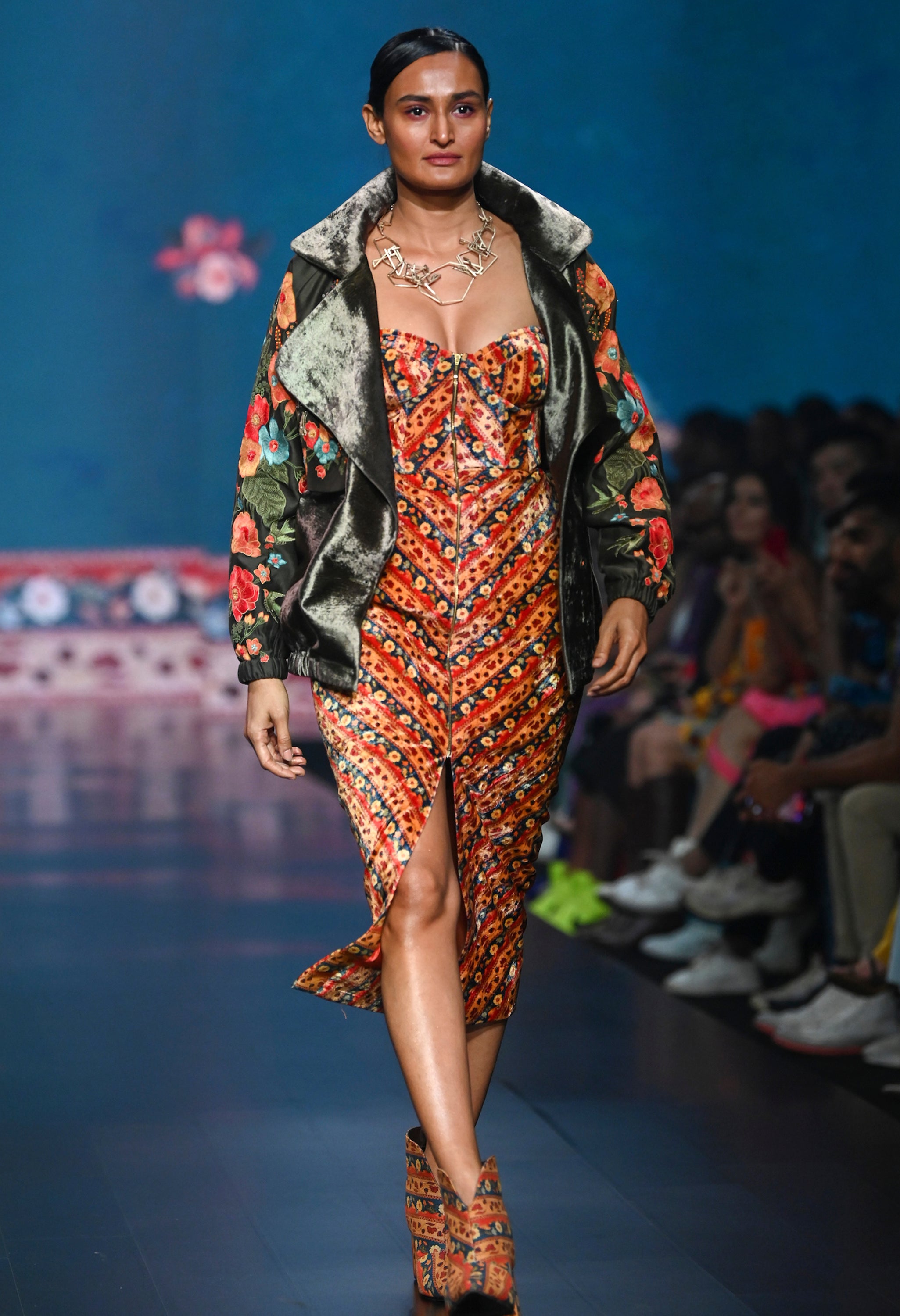 STRIPED PRINTED BUSTIER DRESS