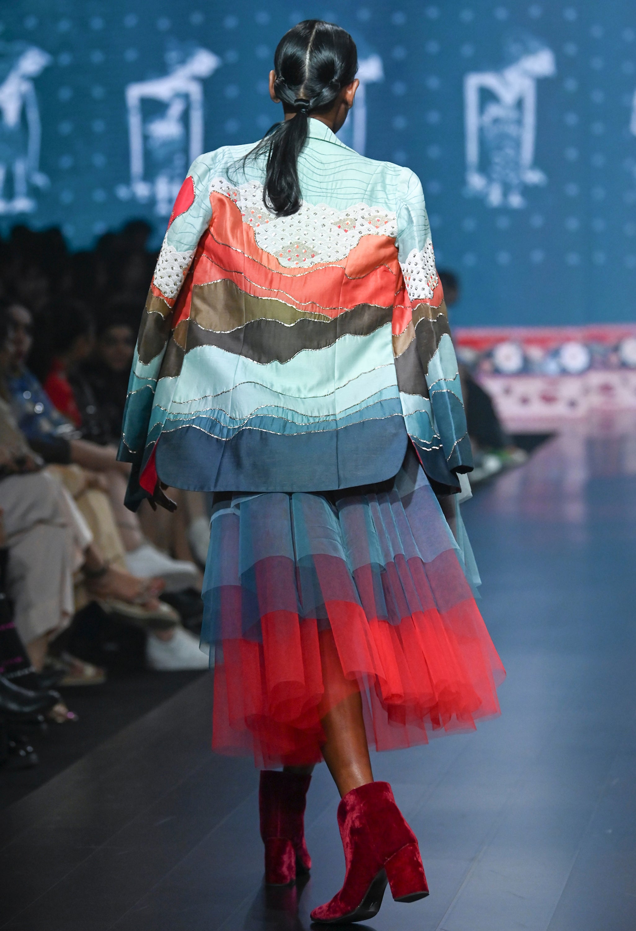 VELVET BUSTIER TULLE DRESS