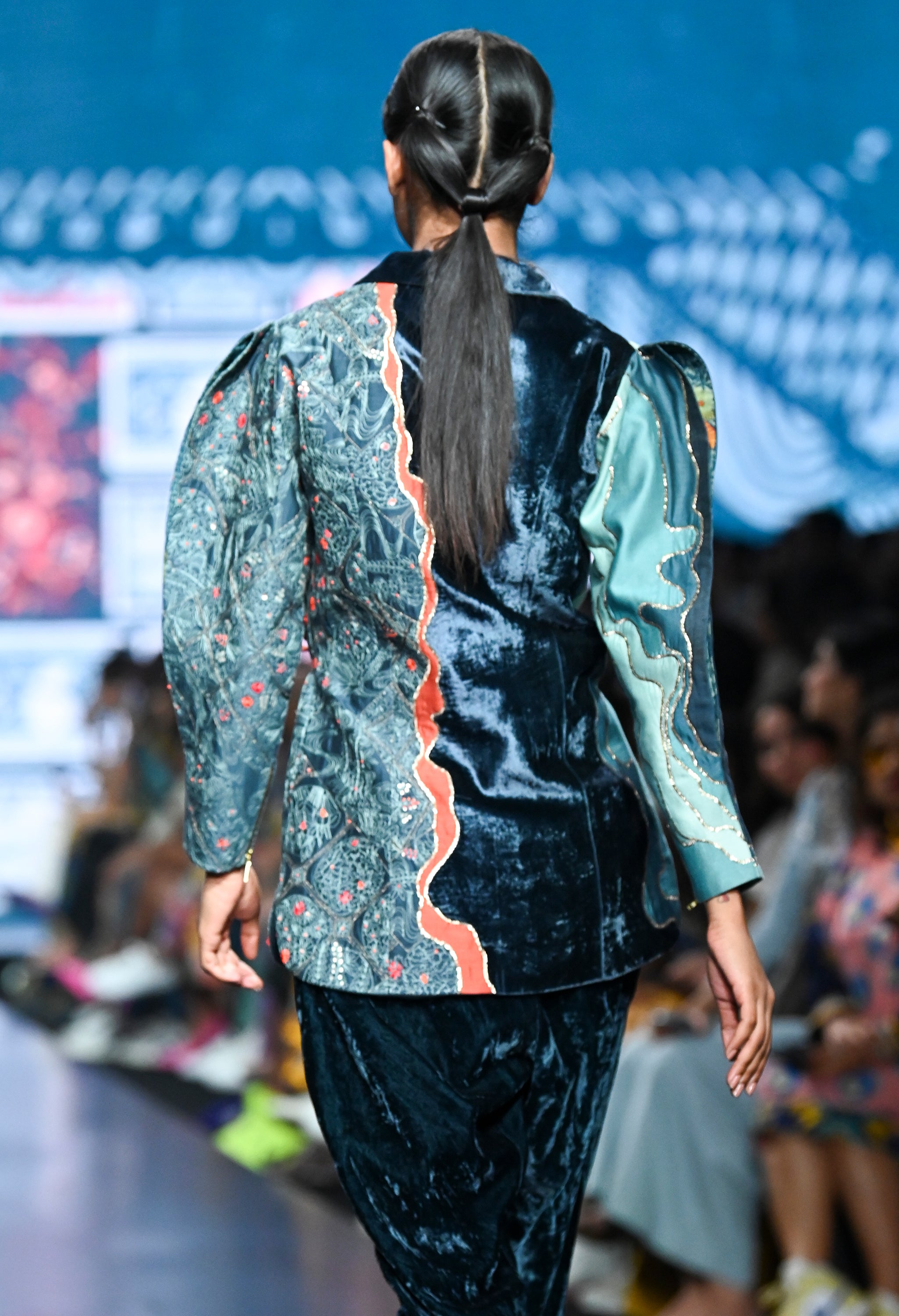 VELVET JACKET WITH FISH EMB