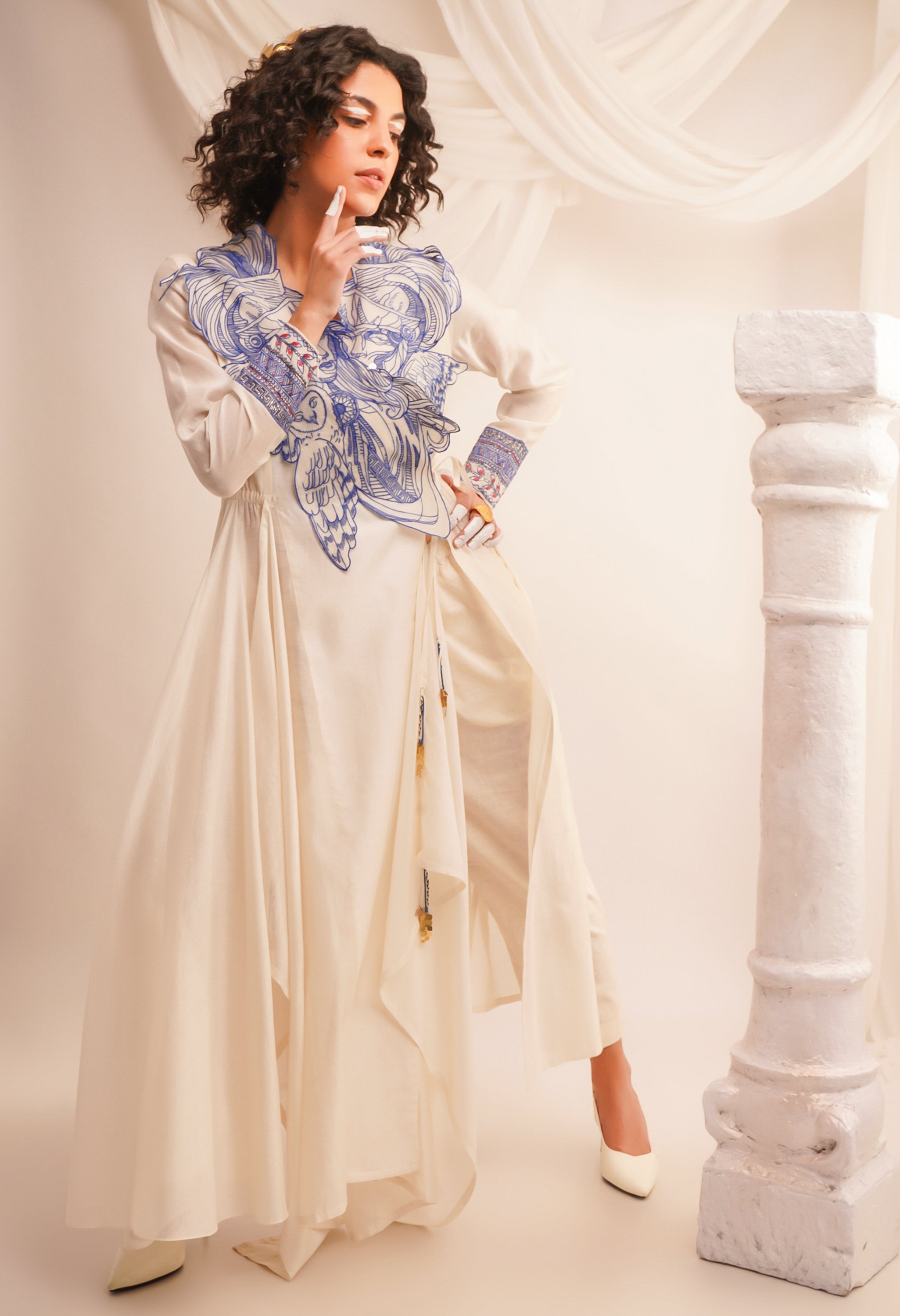 EMBROIDERED ATHENA ANGRAKHA WITH PANTS