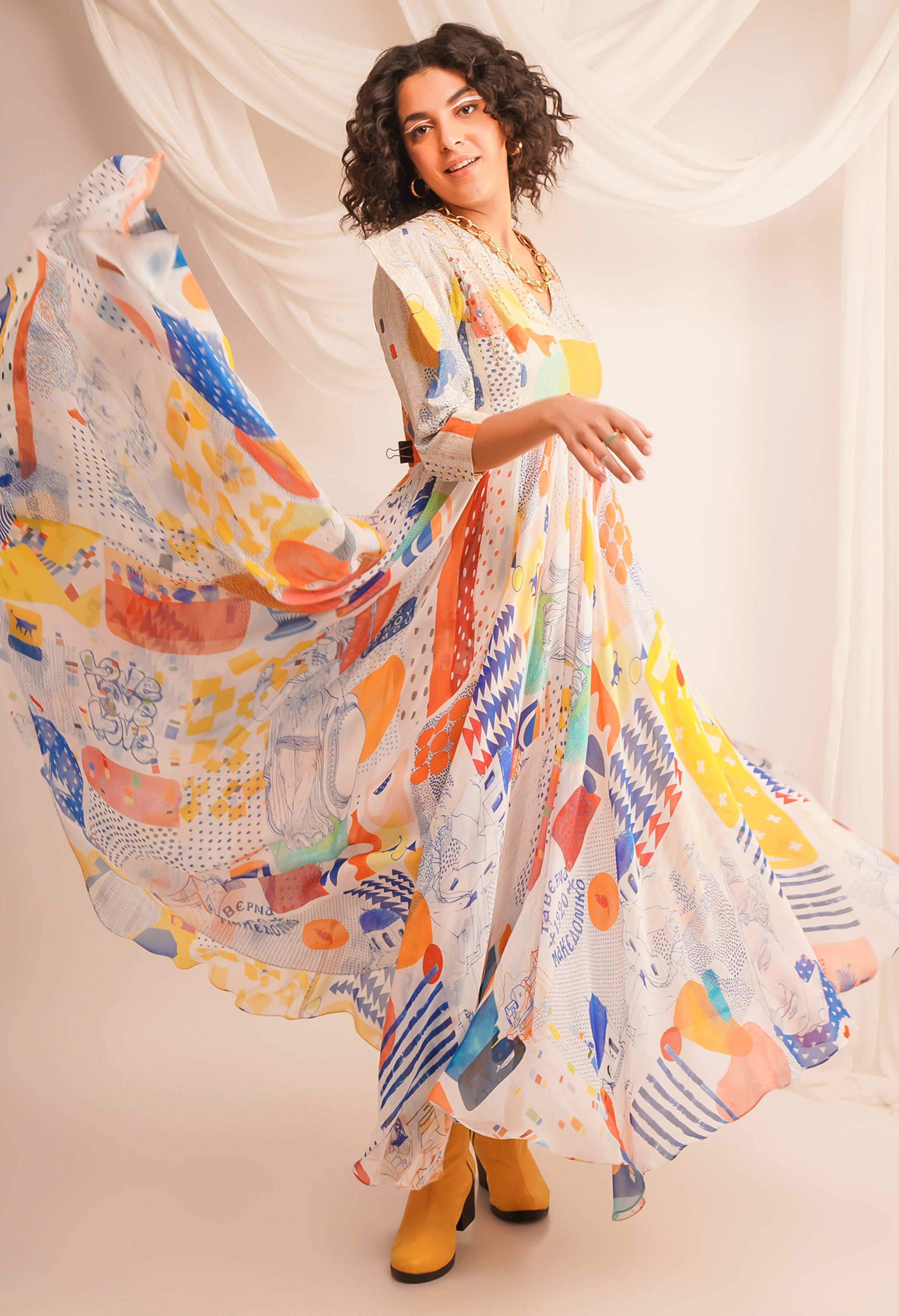 ZARI QUILTED YOKE ANARKALI + PANTS