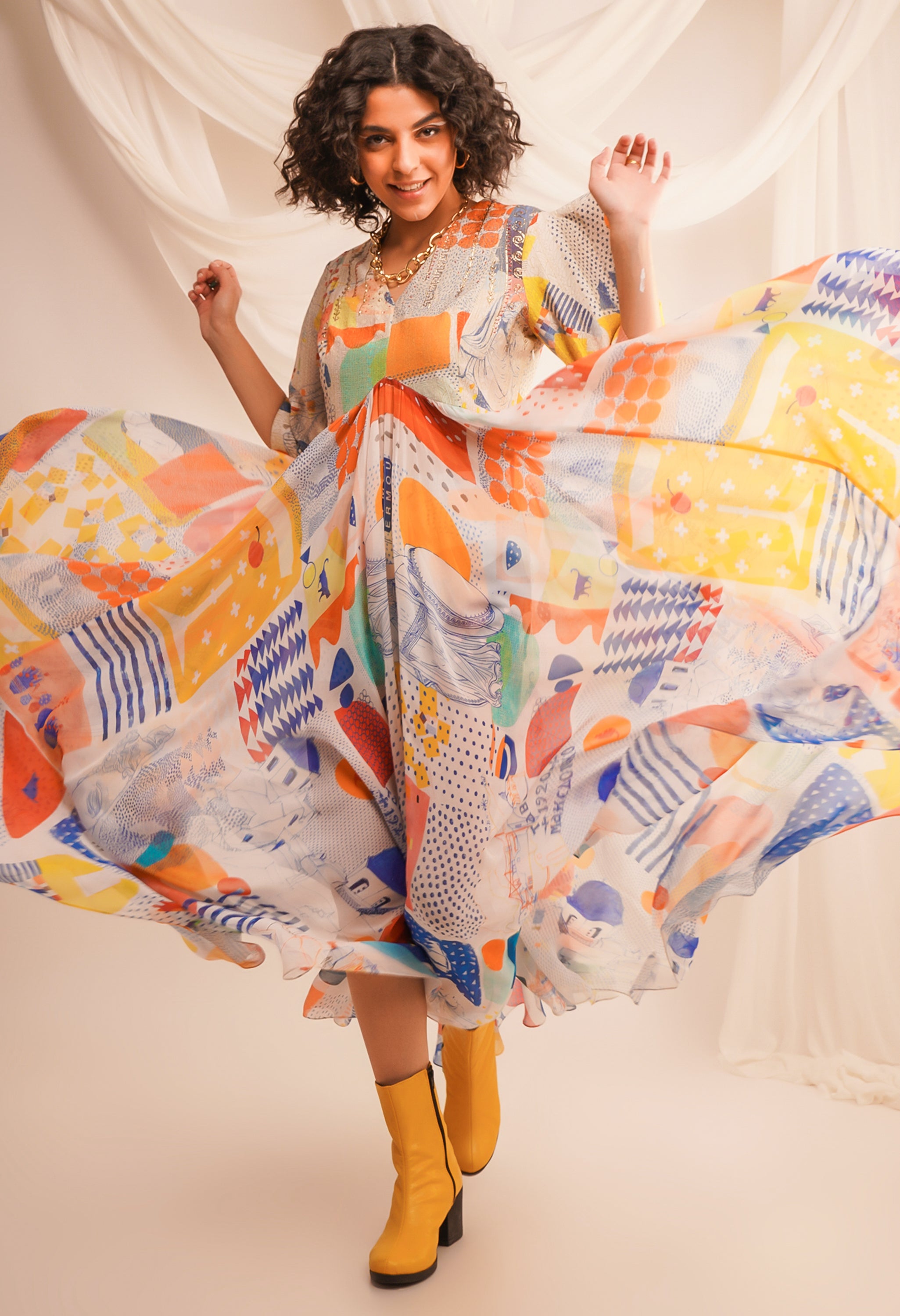 ZARI QUILTED YOKE ANARKALI + PANTS