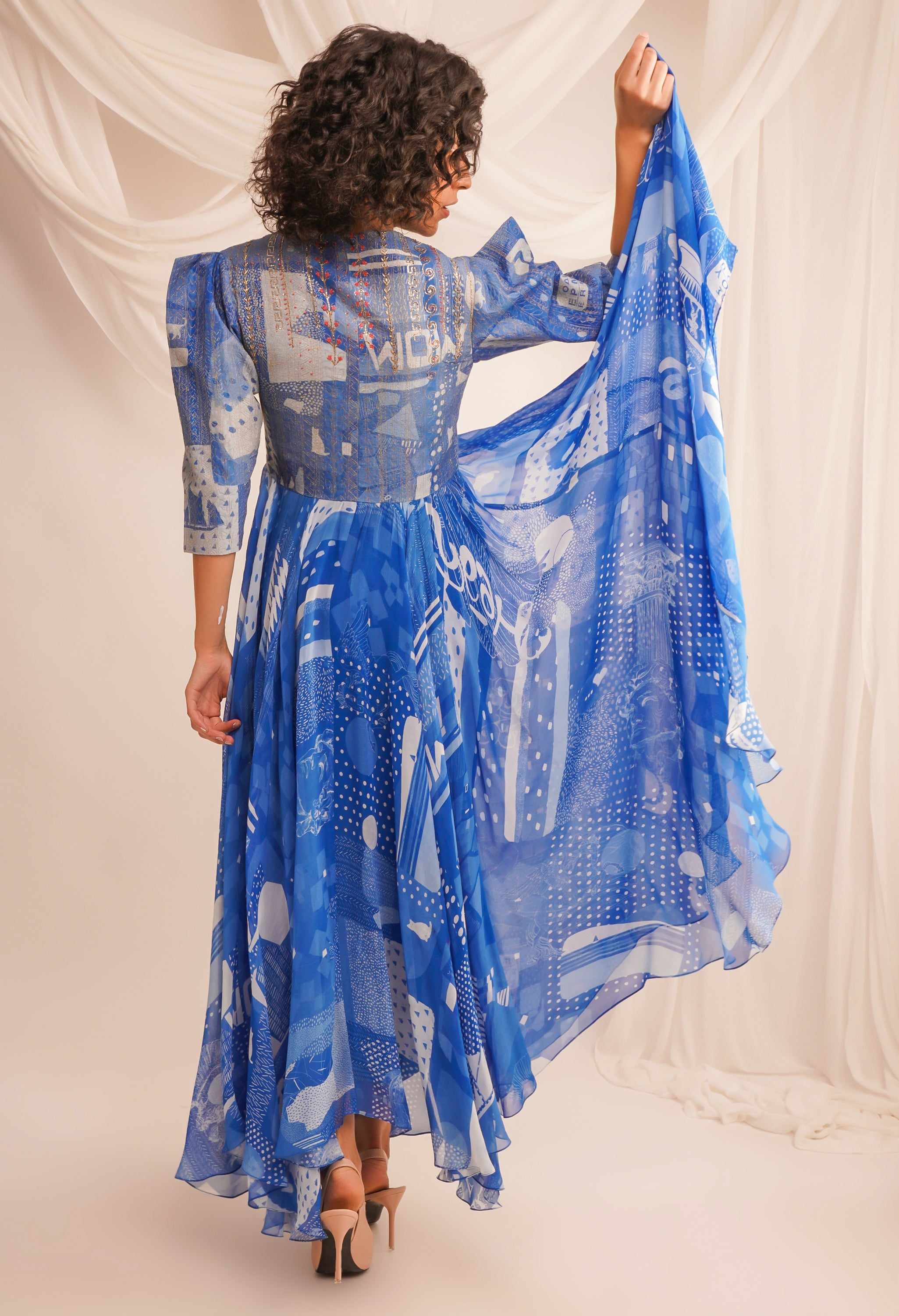 ZARI QUILTED YOKE ANARKALI + PANTS