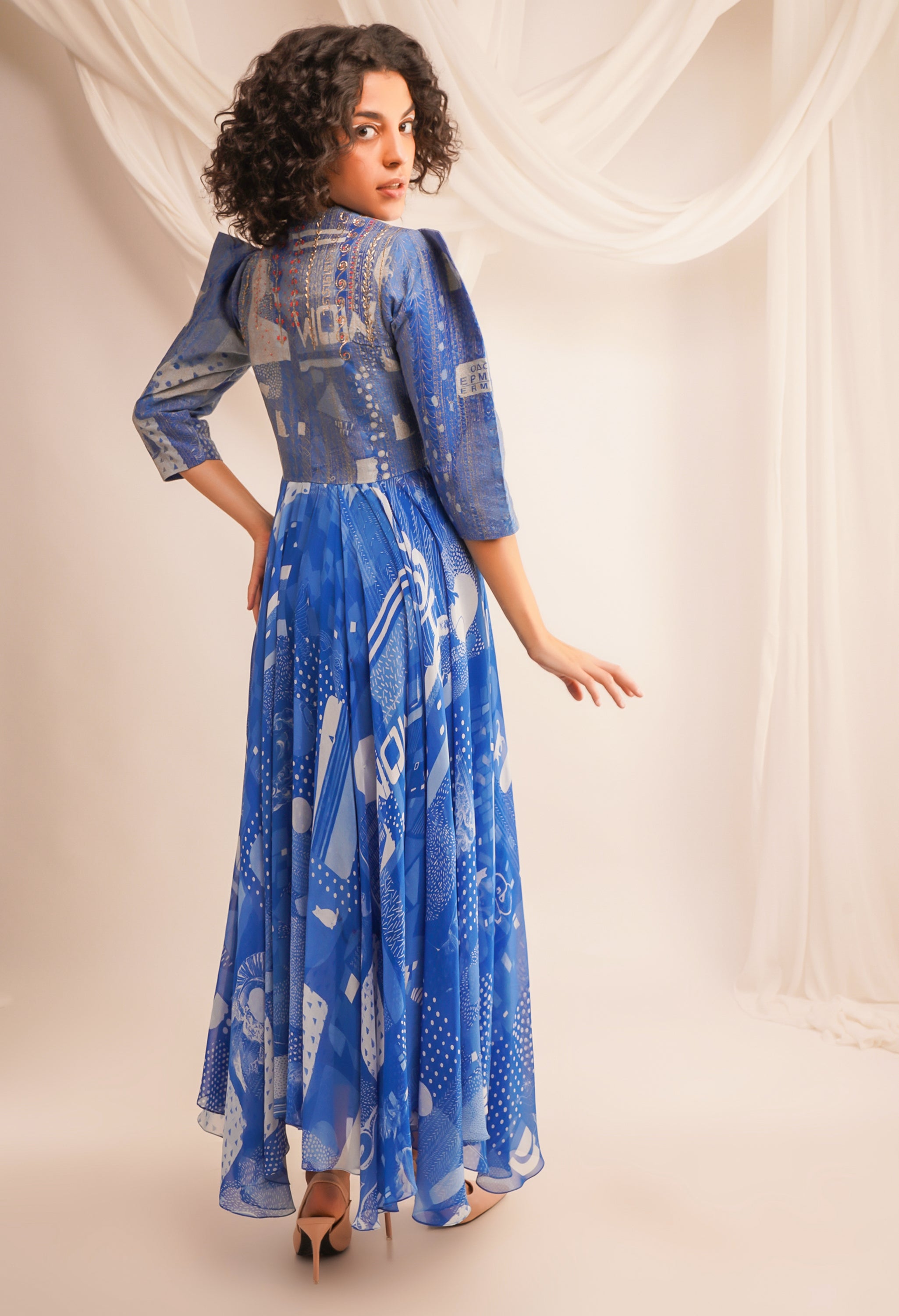 ZARI QUILTED YOKE ANARKALI + PANTS