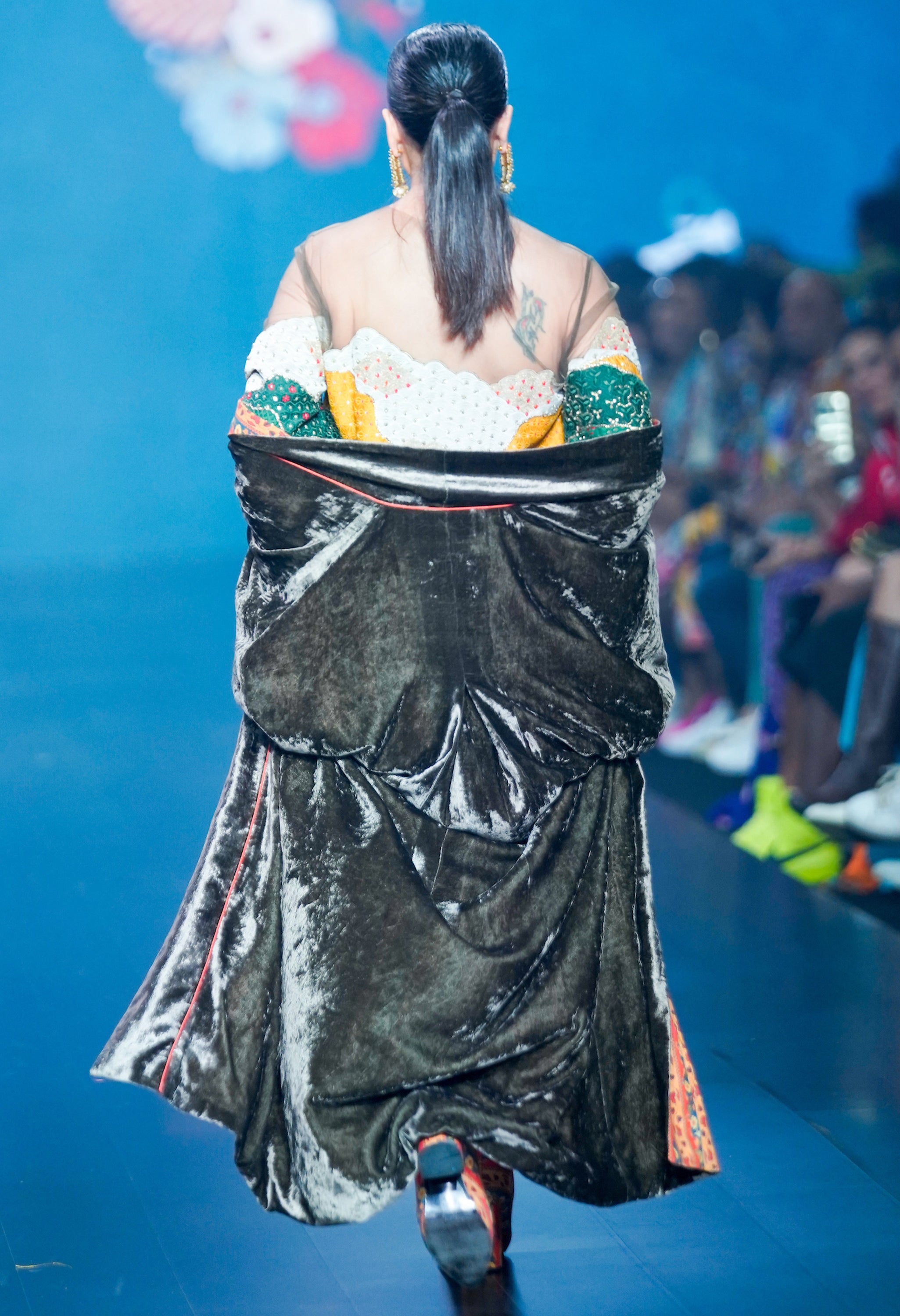 LANDSCAPE EMBROIDERED NET SHIFT DRESS