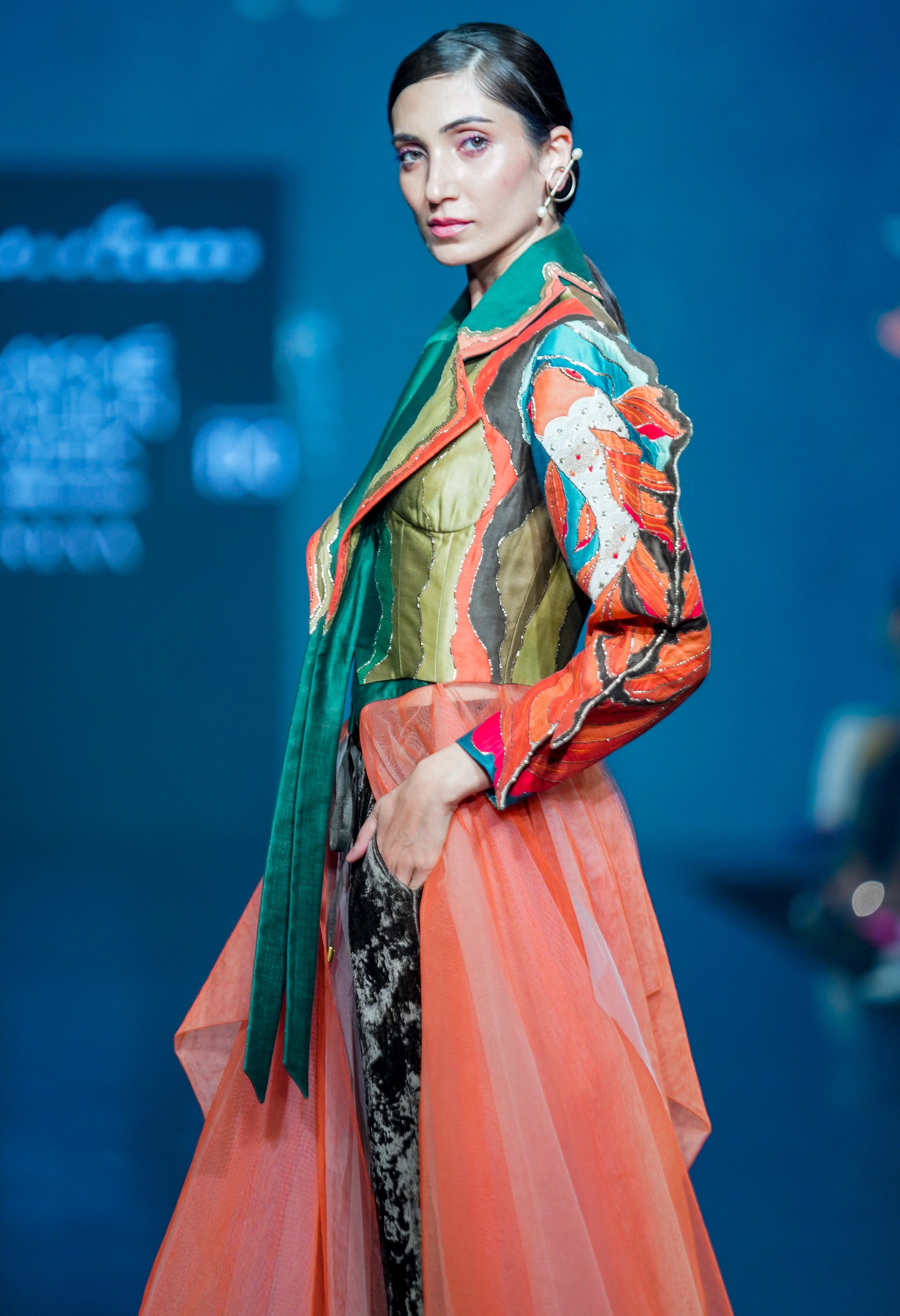 KOI FISH EMBROIDERED JACKET WITH VELVET JOGGERS