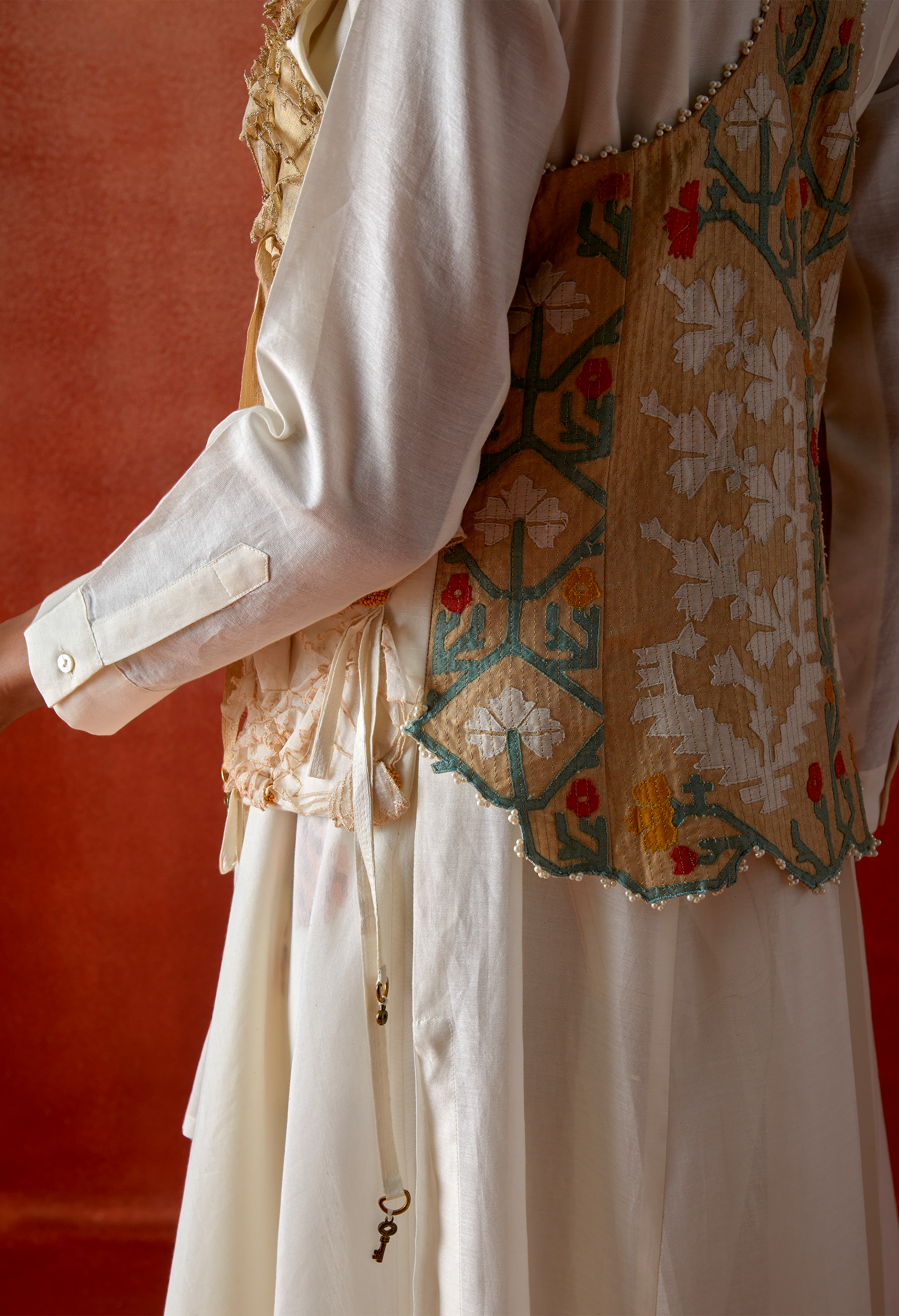 3D FLOWER RACER BACK JACKET + CASCADE SHIRT AND FLARED PANTS