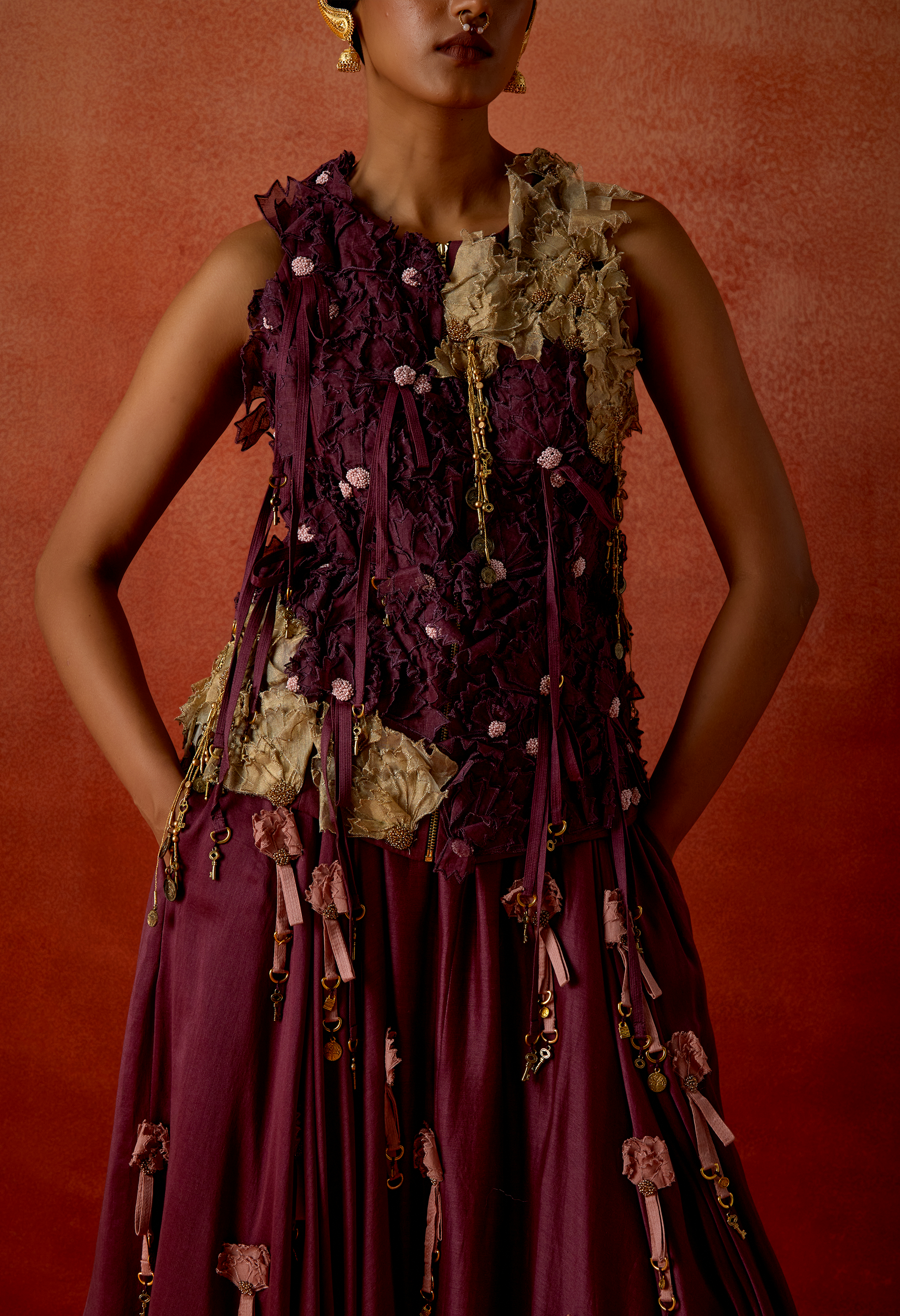 3D FLOWER RACER BACK JACKET WITH EMB FLOWER CIRCULAR SKIRT