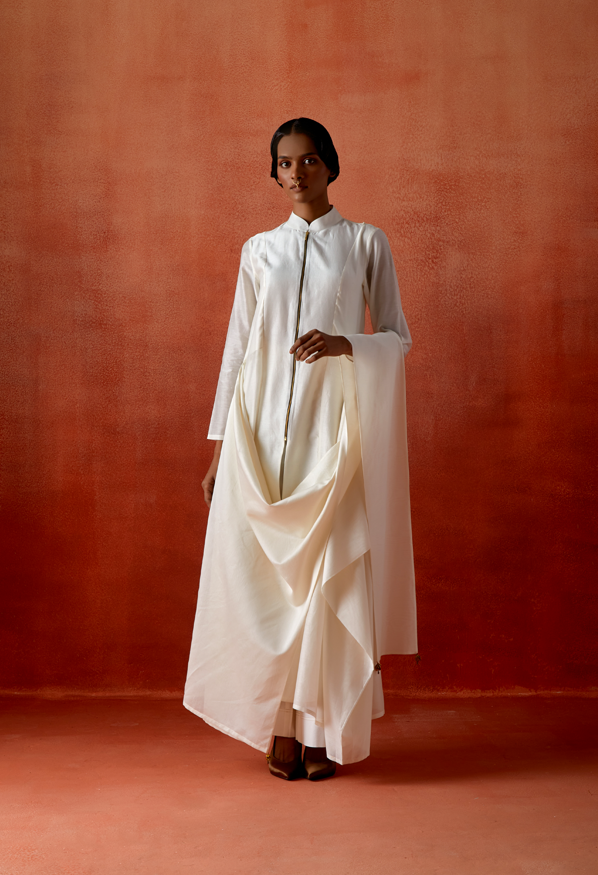 ANGRAKHA STYLE JACKET WITH ZIPPERED KURTA AND PANTS