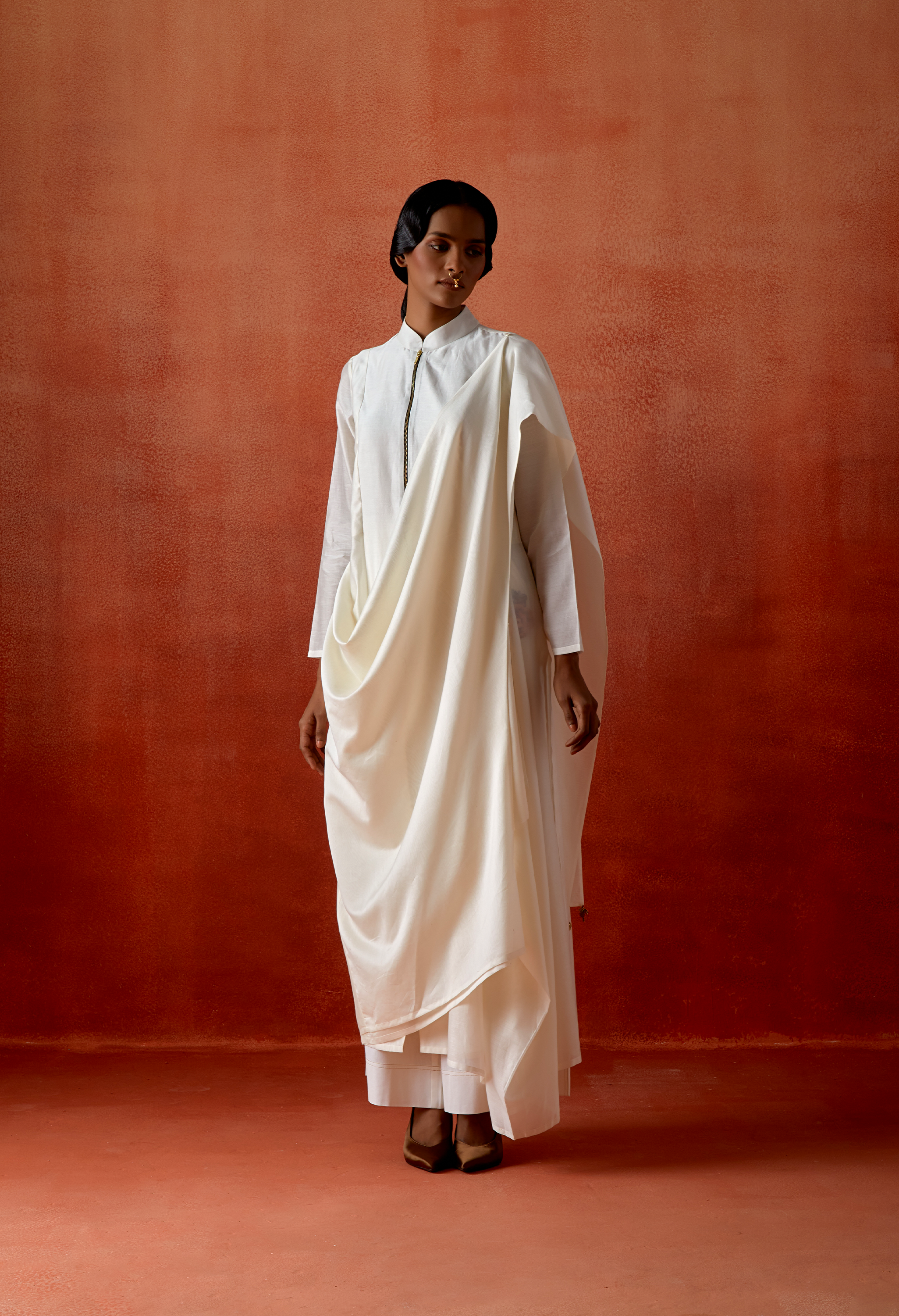 ANGRAKHA STYLE JACKET WITH ZIPPERED KURTA AND PANTS