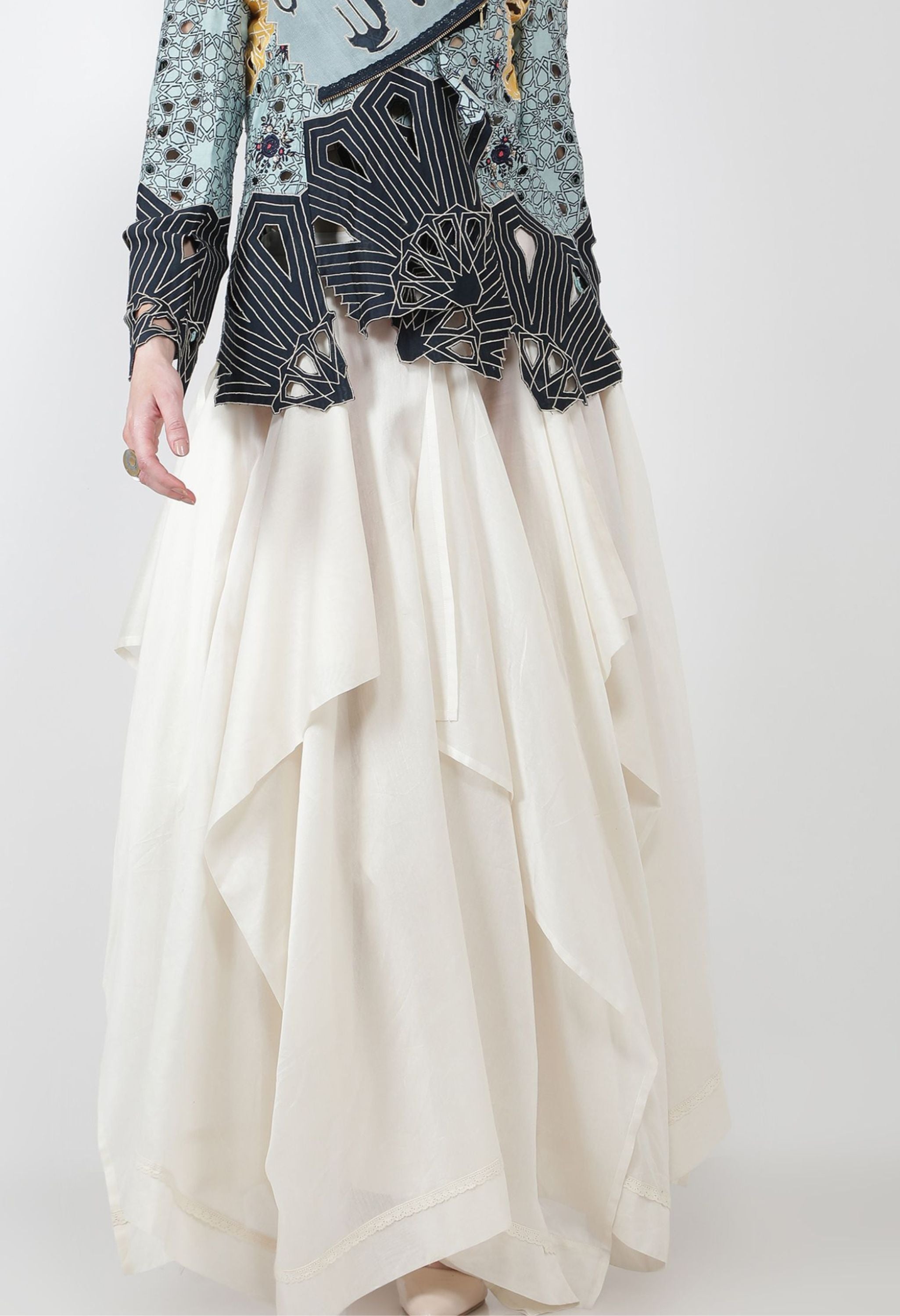 DRAPED CHANDERI SKIRT