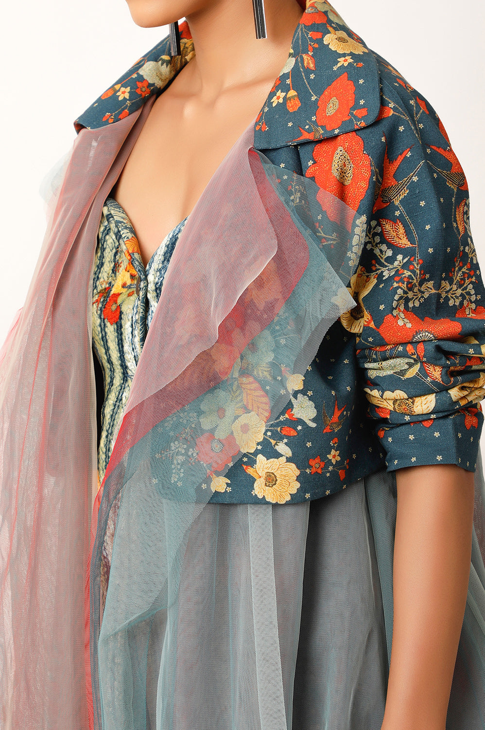 PRINTED TULLE TRENCH