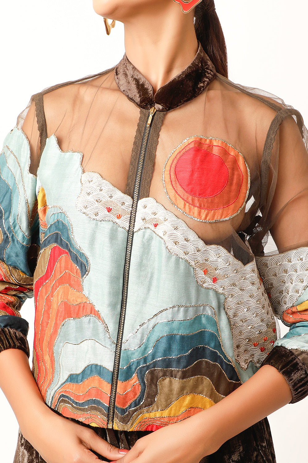 LANDSCAPE EMB NET BOMBER JACKET