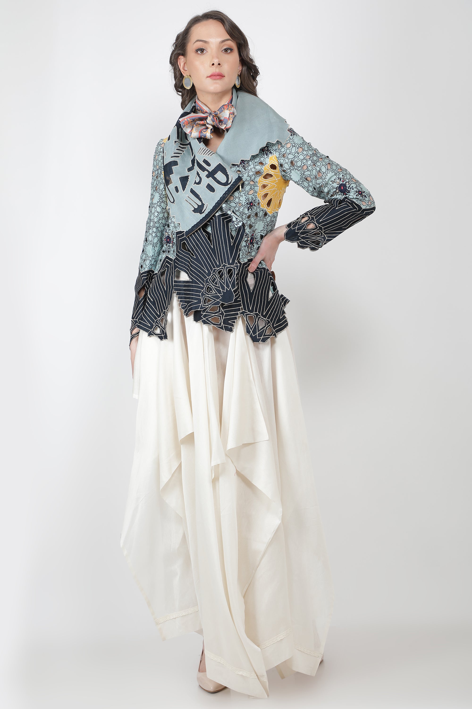 DRAPED COLLAR JACKET