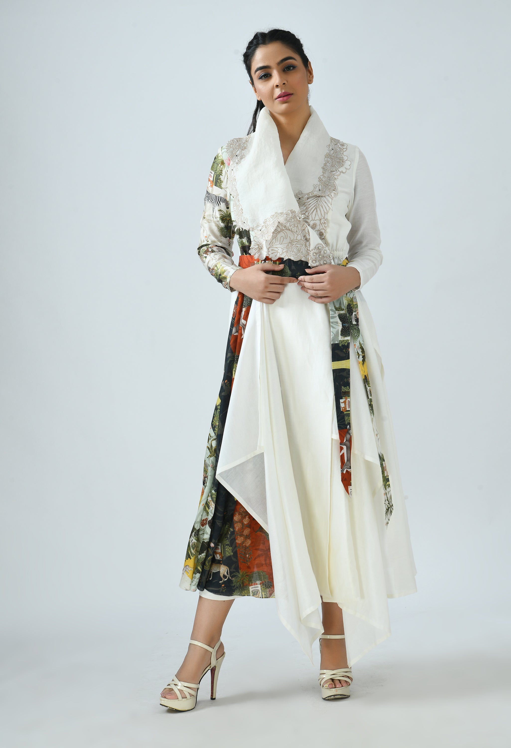 DRAPED COLLAR ANGRAKHA SET