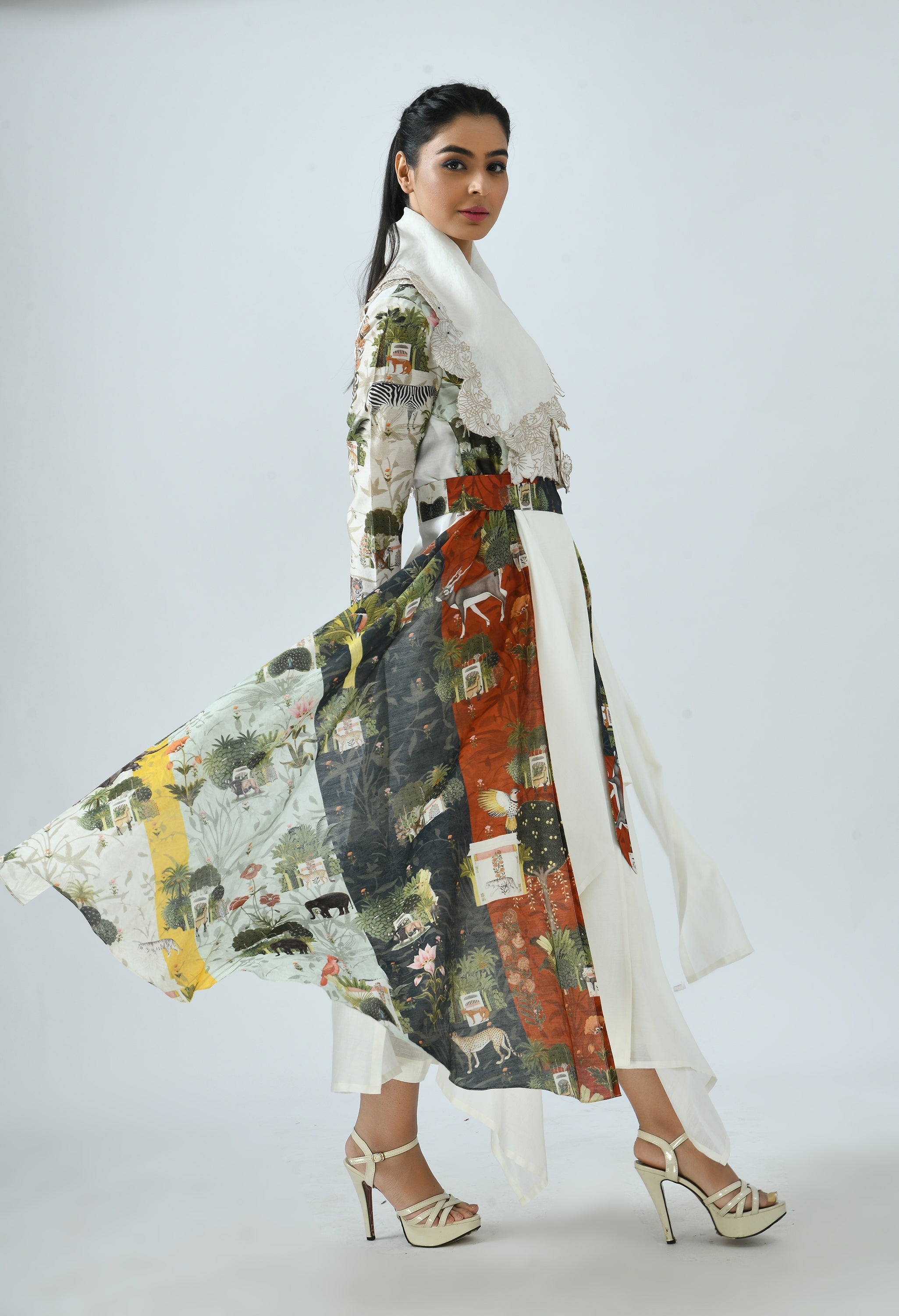 DRAPED COLLAR ANGRAKHA SET