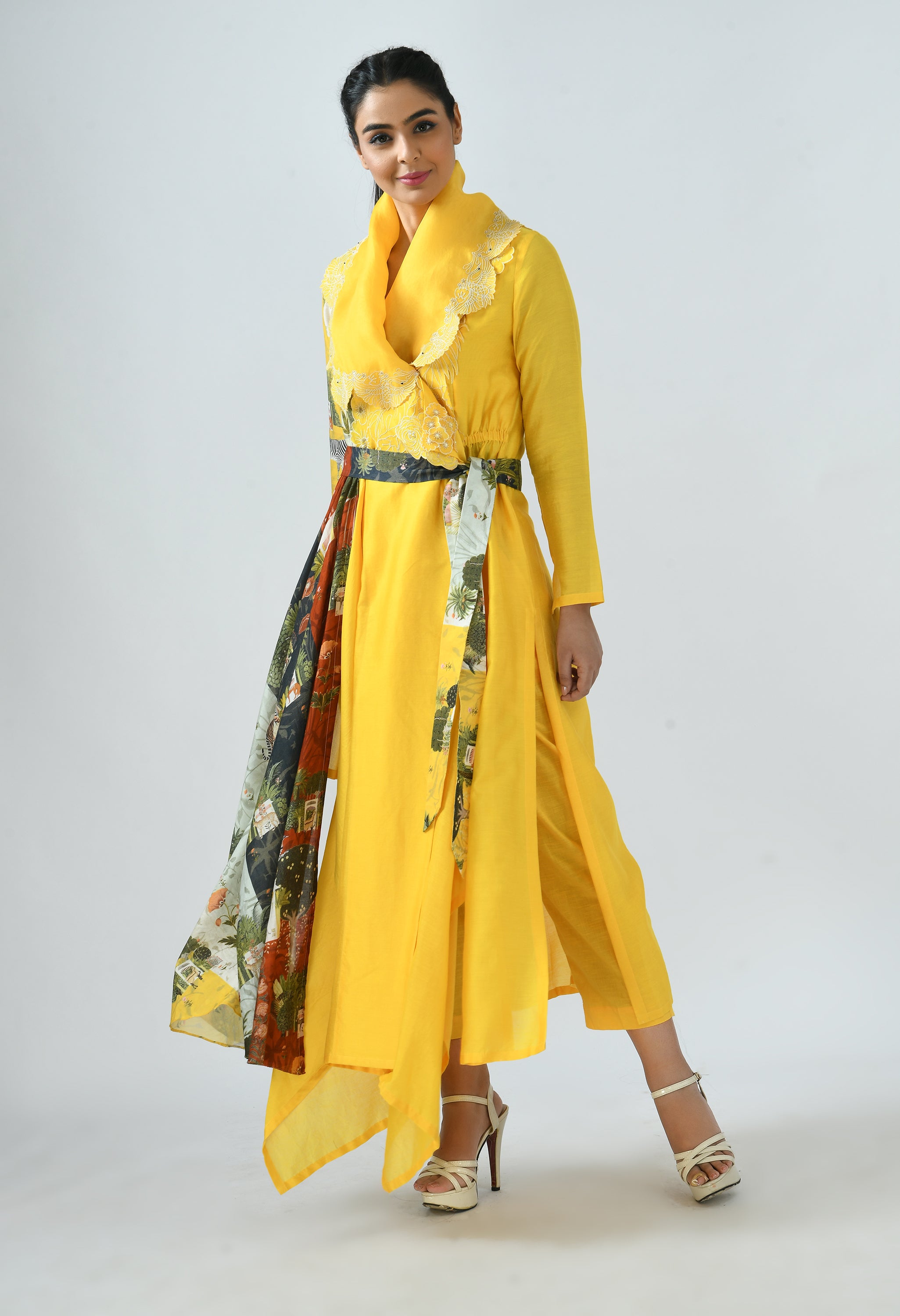 DRAPED COLLAR ANGRAKHA SET