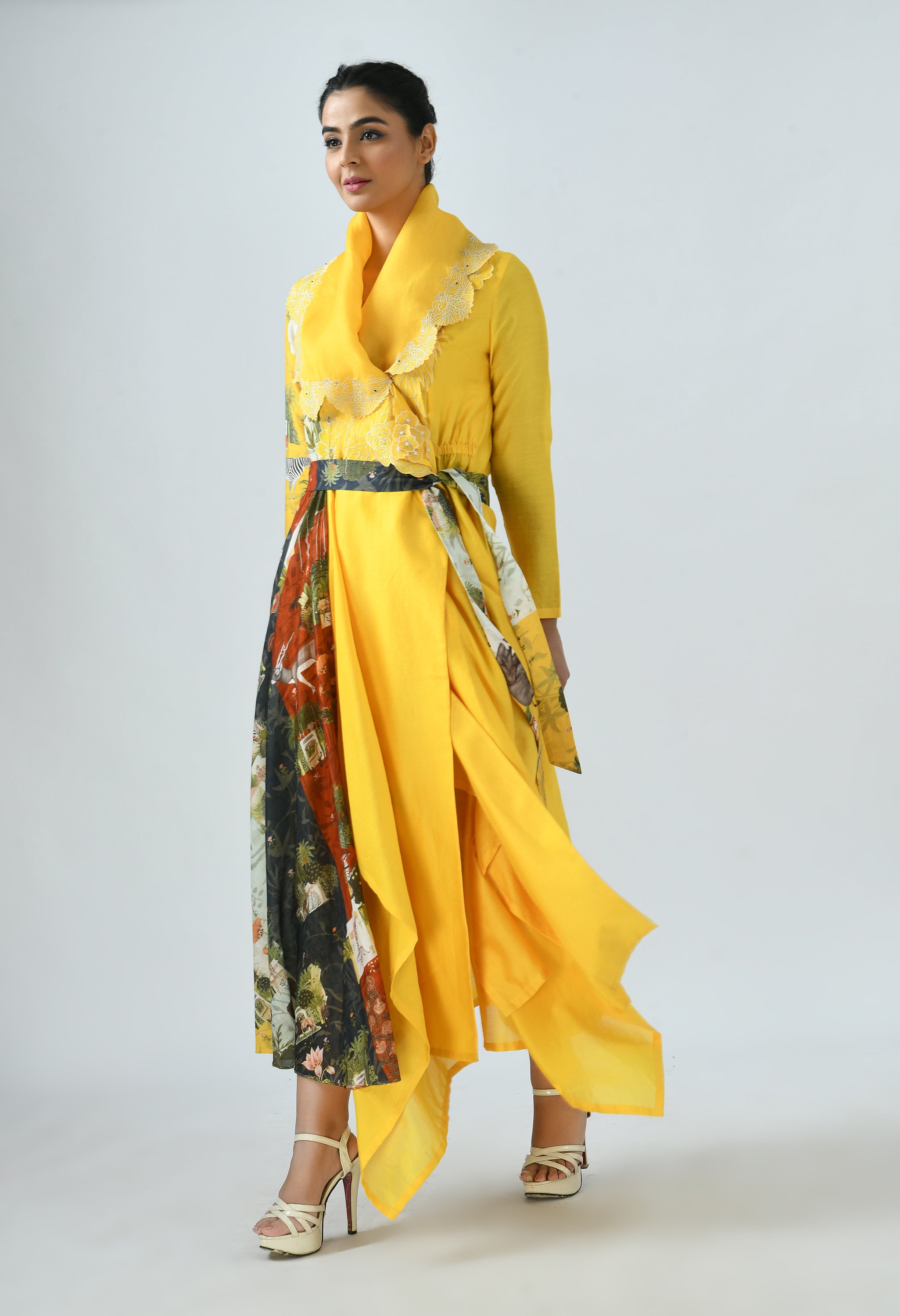 DRAPED COLLAR ANGRAKHA SET