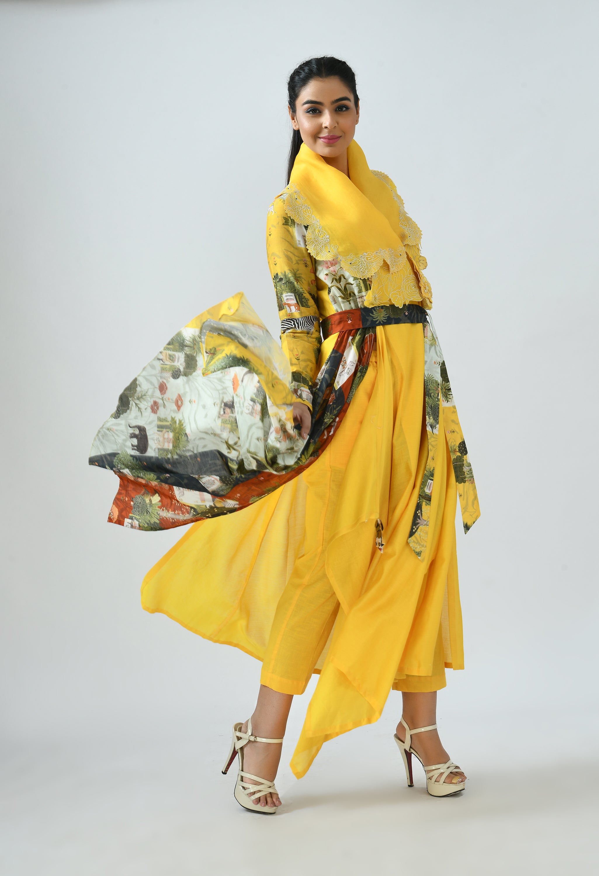 DRAPED COLLAR ANGRAKHA SET