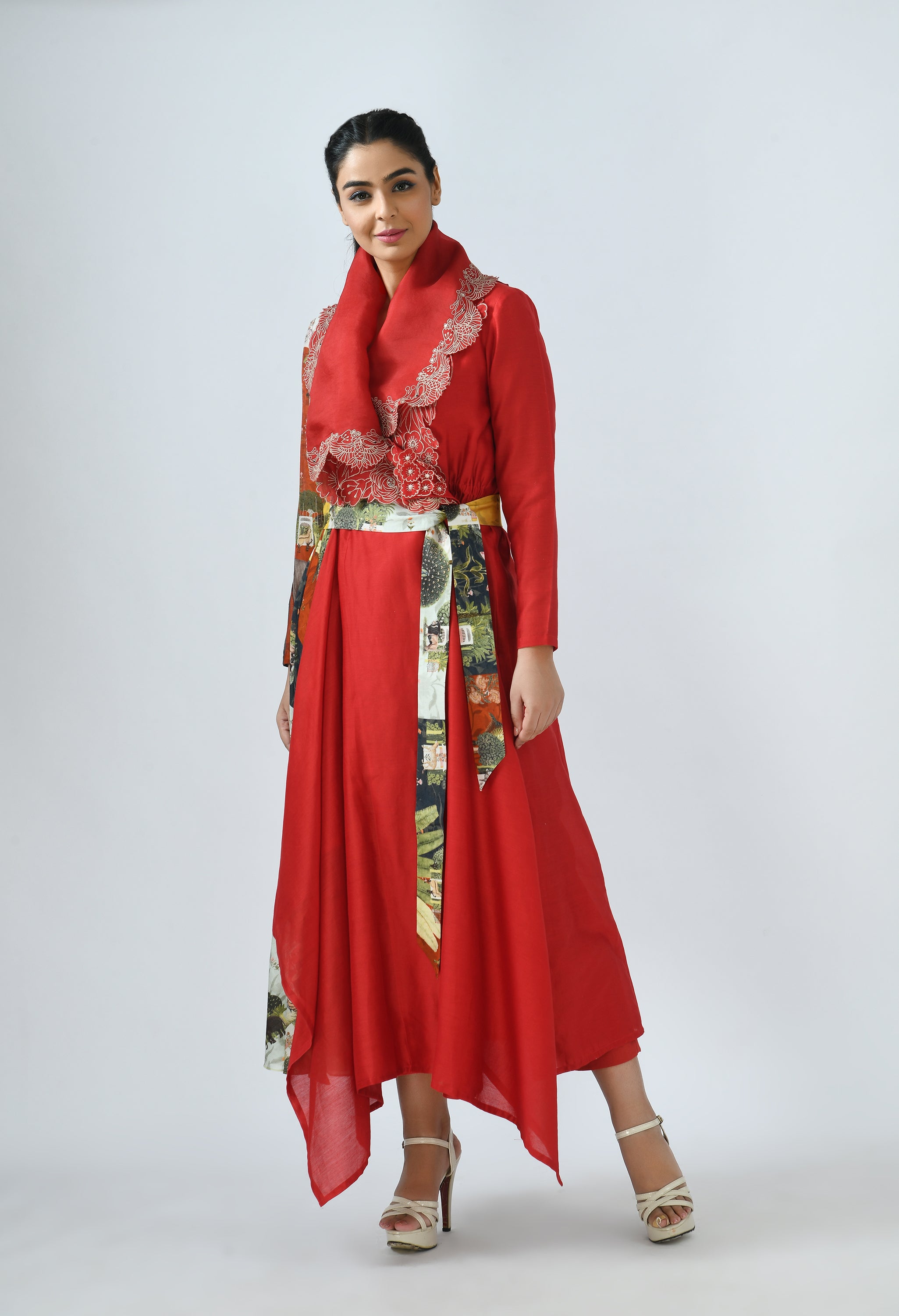 DRAPED COLLAR ANGRAKHA SET
