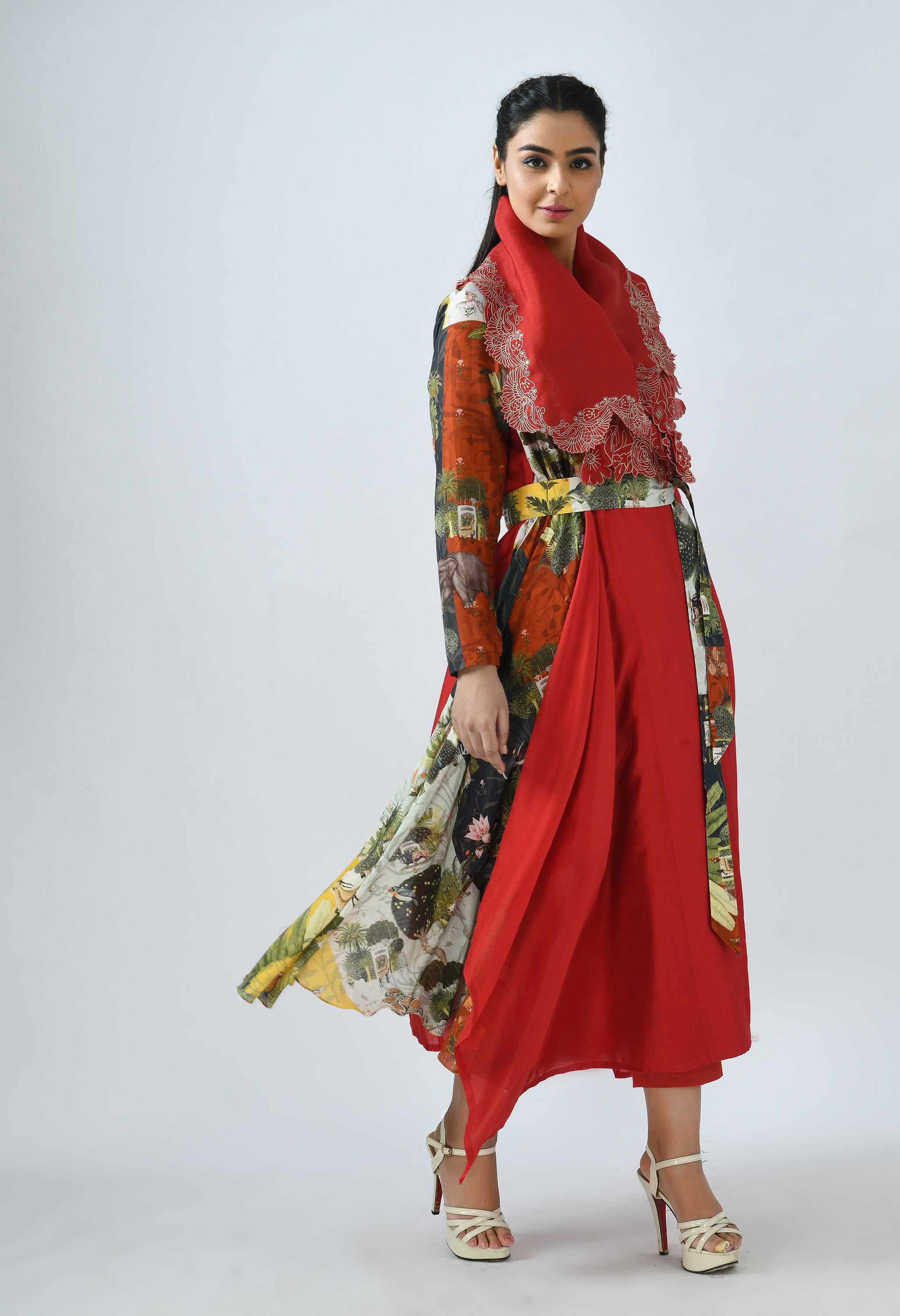 DRAPED COLLAR ANGRAKHA SET