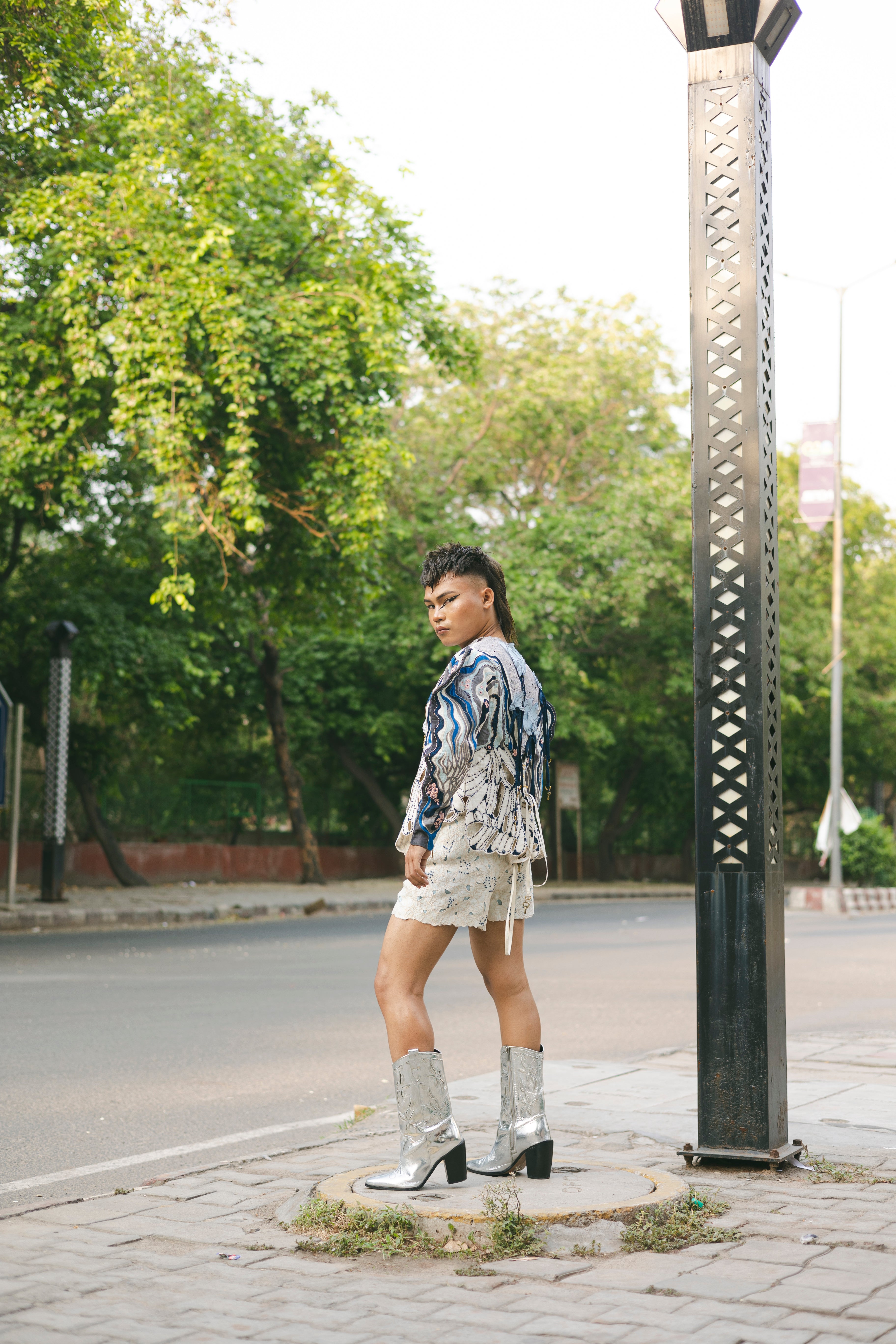 WHITE FOREST CUTWORK JACKET WITH CUTWORK SHORTS
