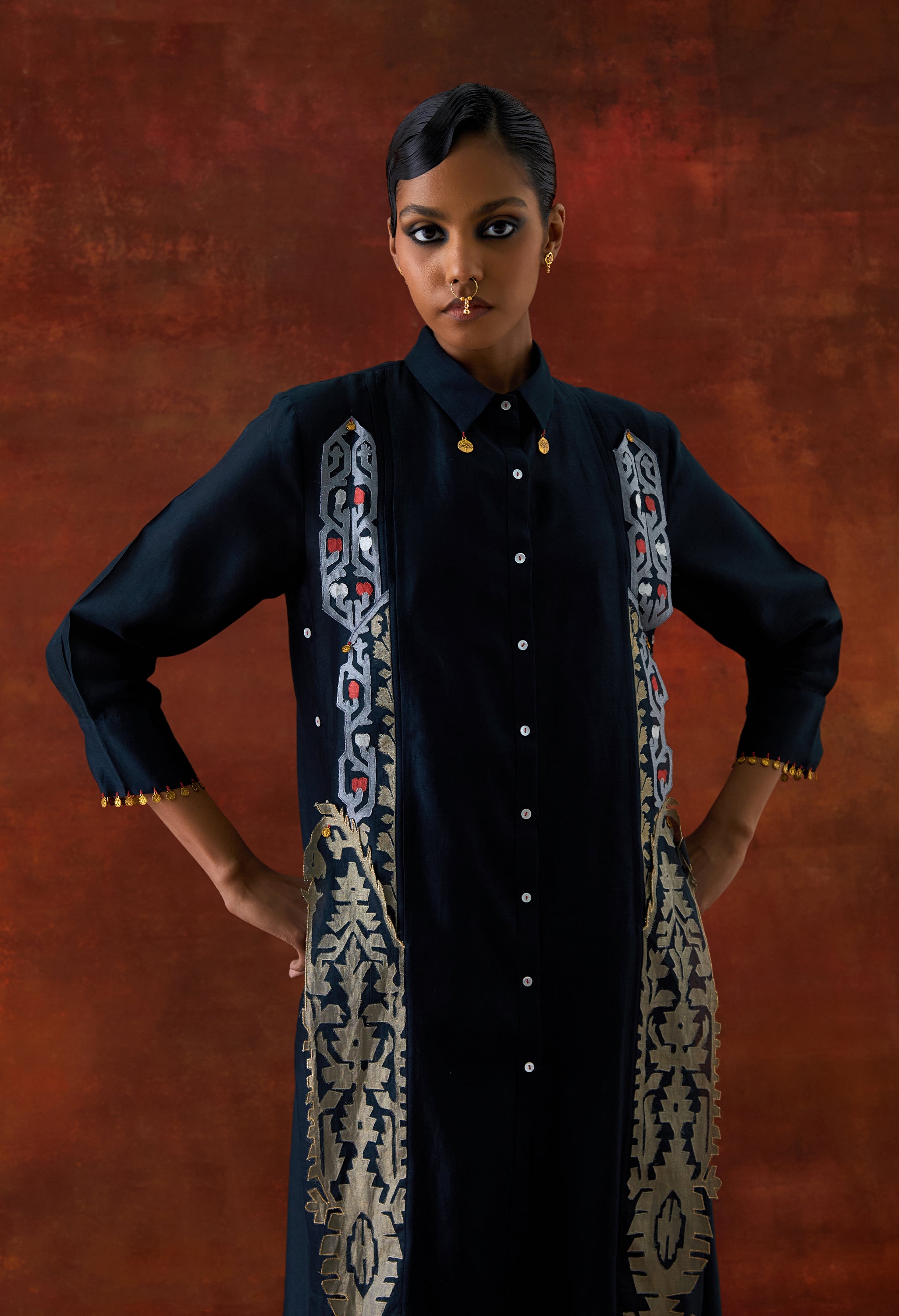 PLEATED SHIRT WITH PANTS