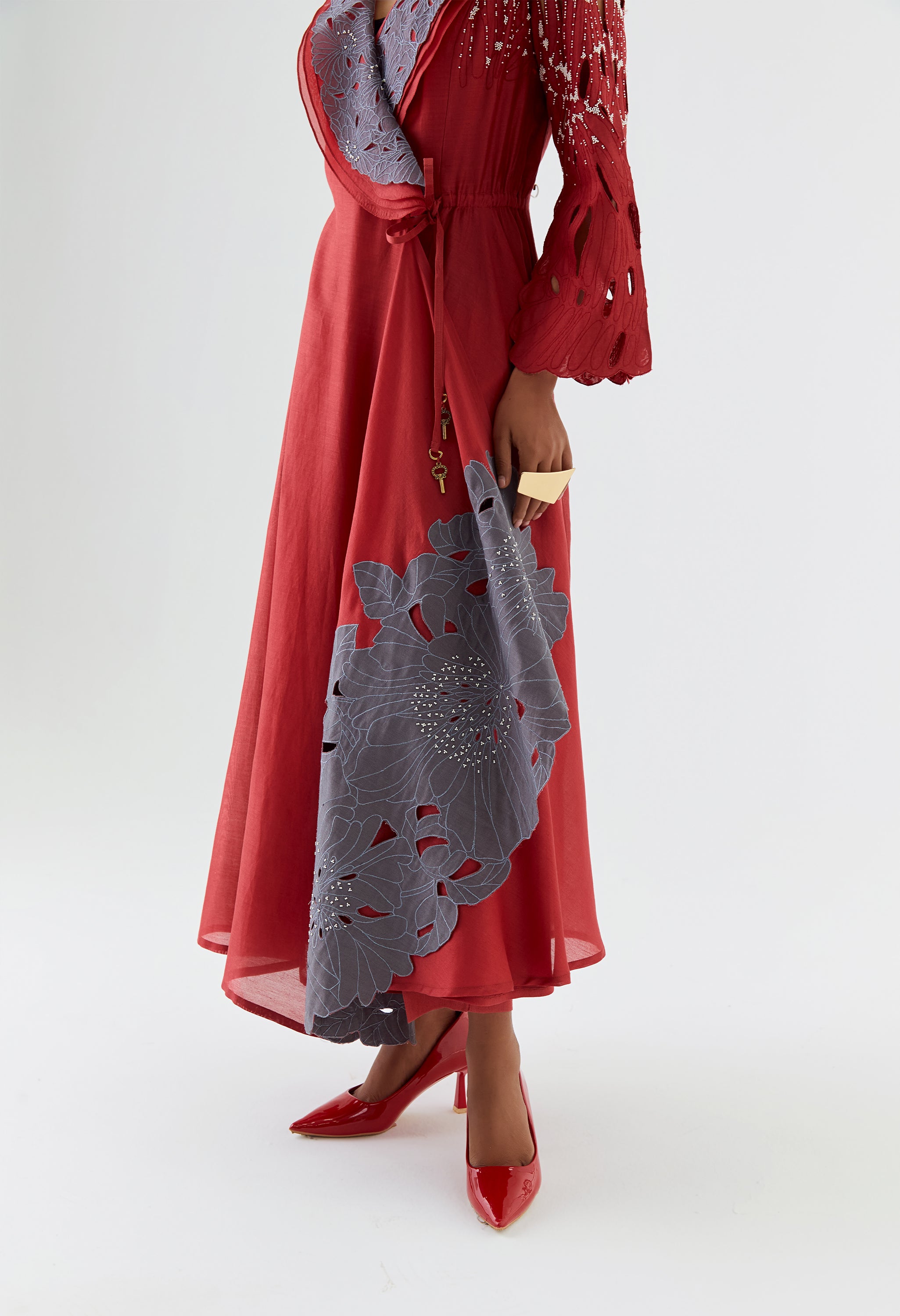 LAYERED COLLOR OVERLAP ANGRAKHA WITH PANTS