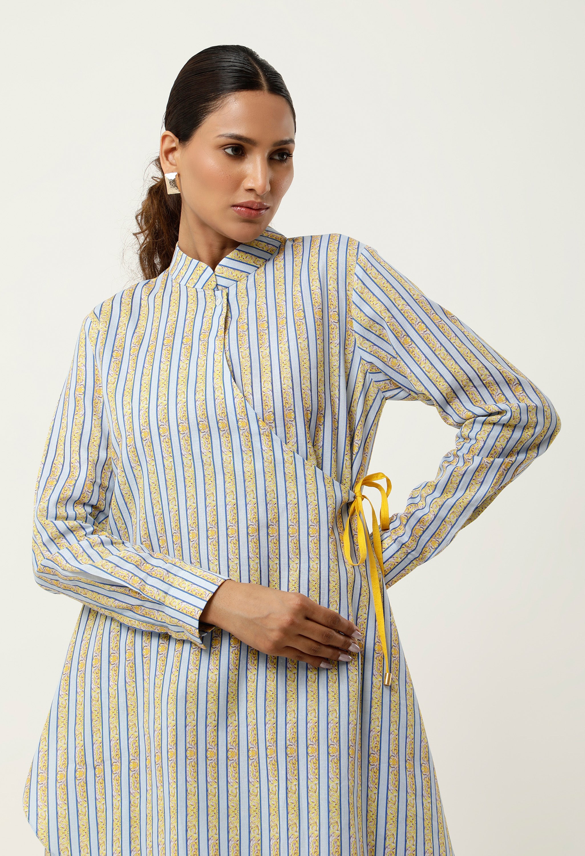 STRIPED PRINTED ASSYMTRICAL CO ORD