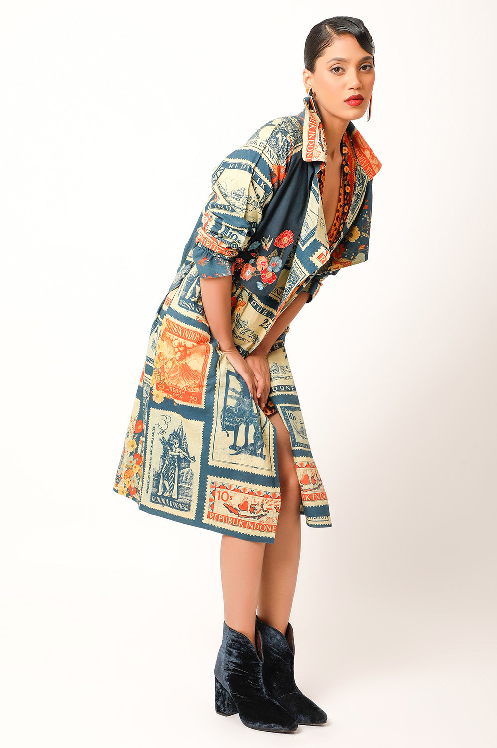 POSTAGE STAMP PRINTED TRENCH