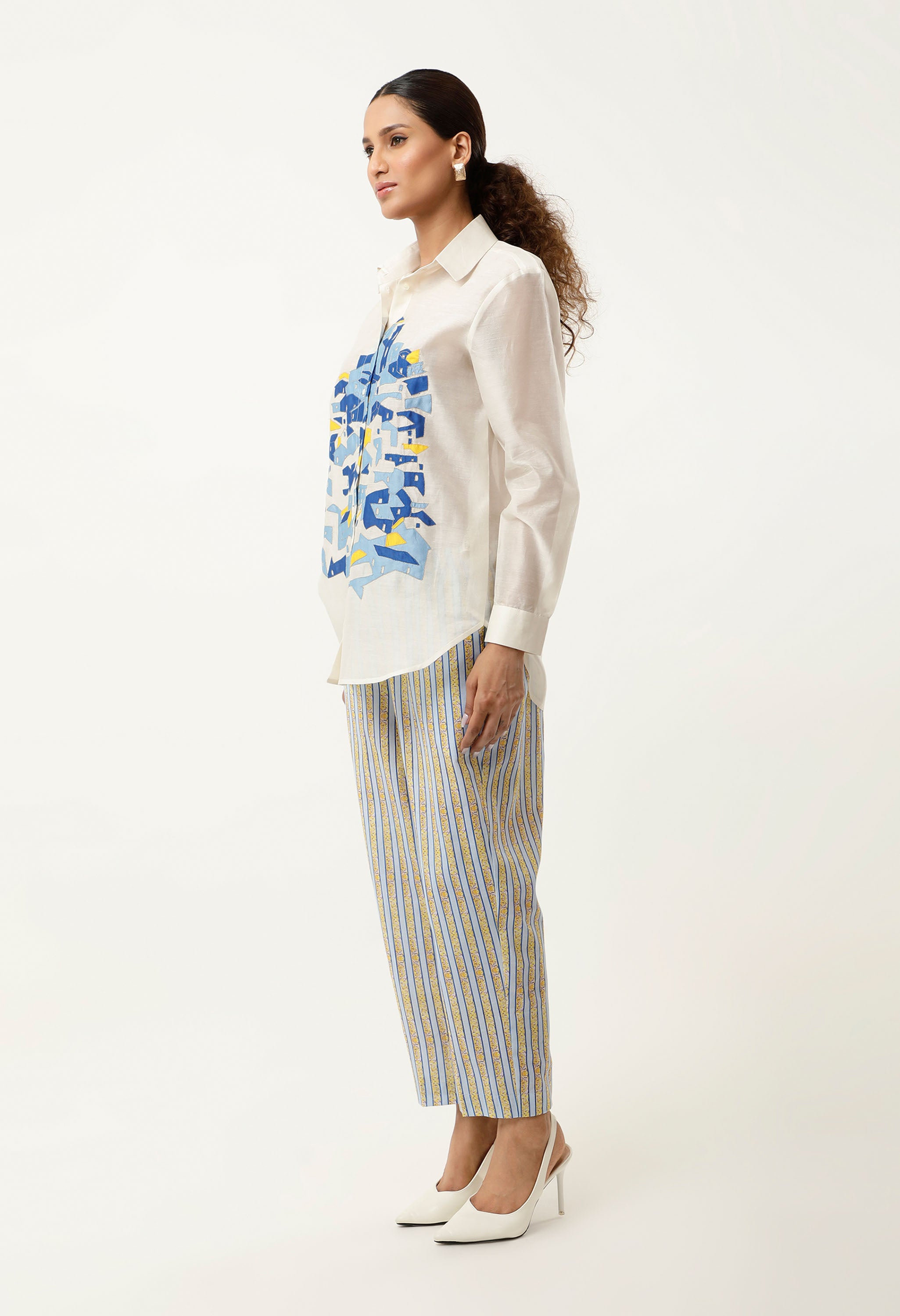 HOUSE EMB SHIRT WITH STRIPED PANTS