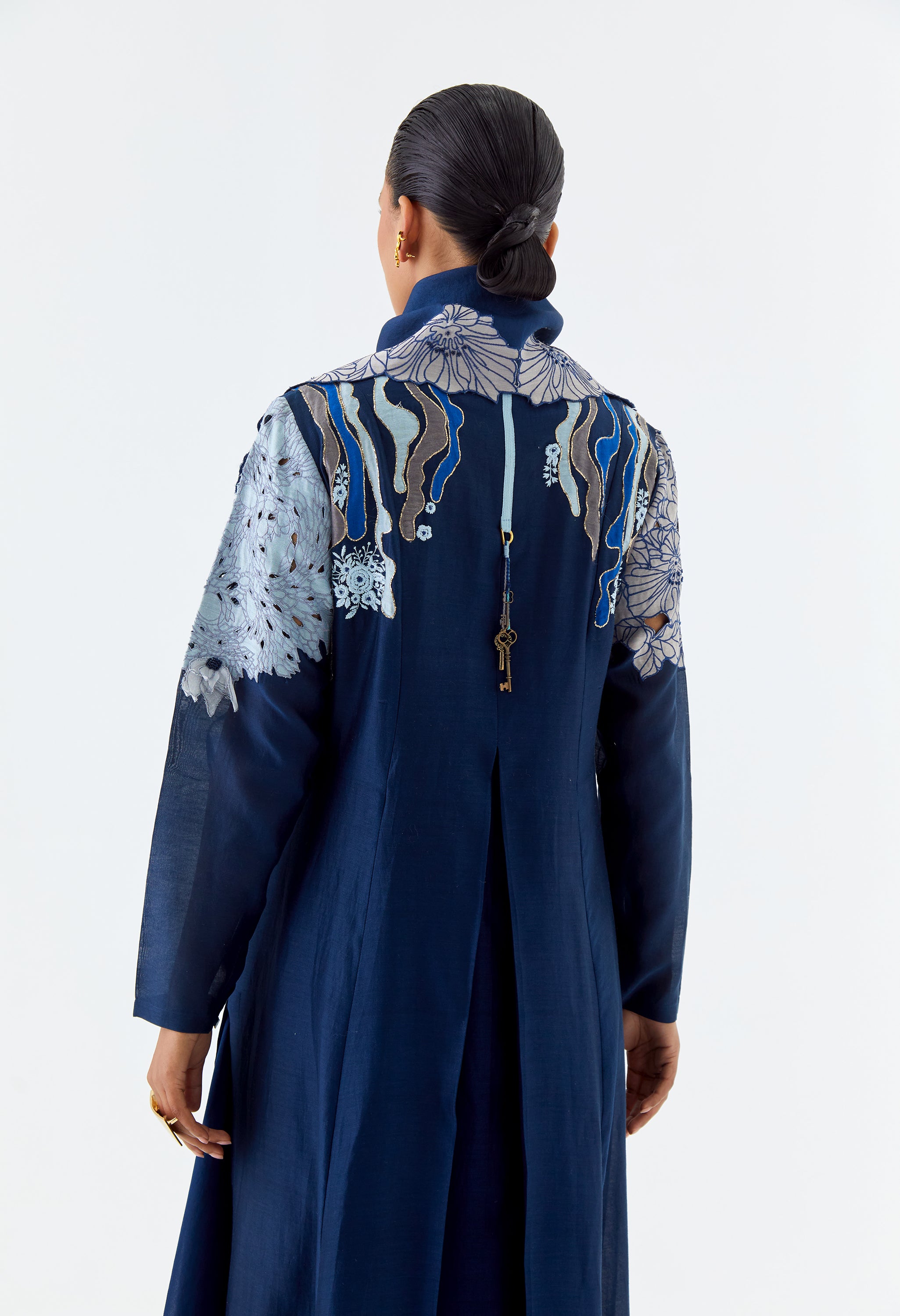 DRAPED COLLAR ANGRAKHA WITH PANTS