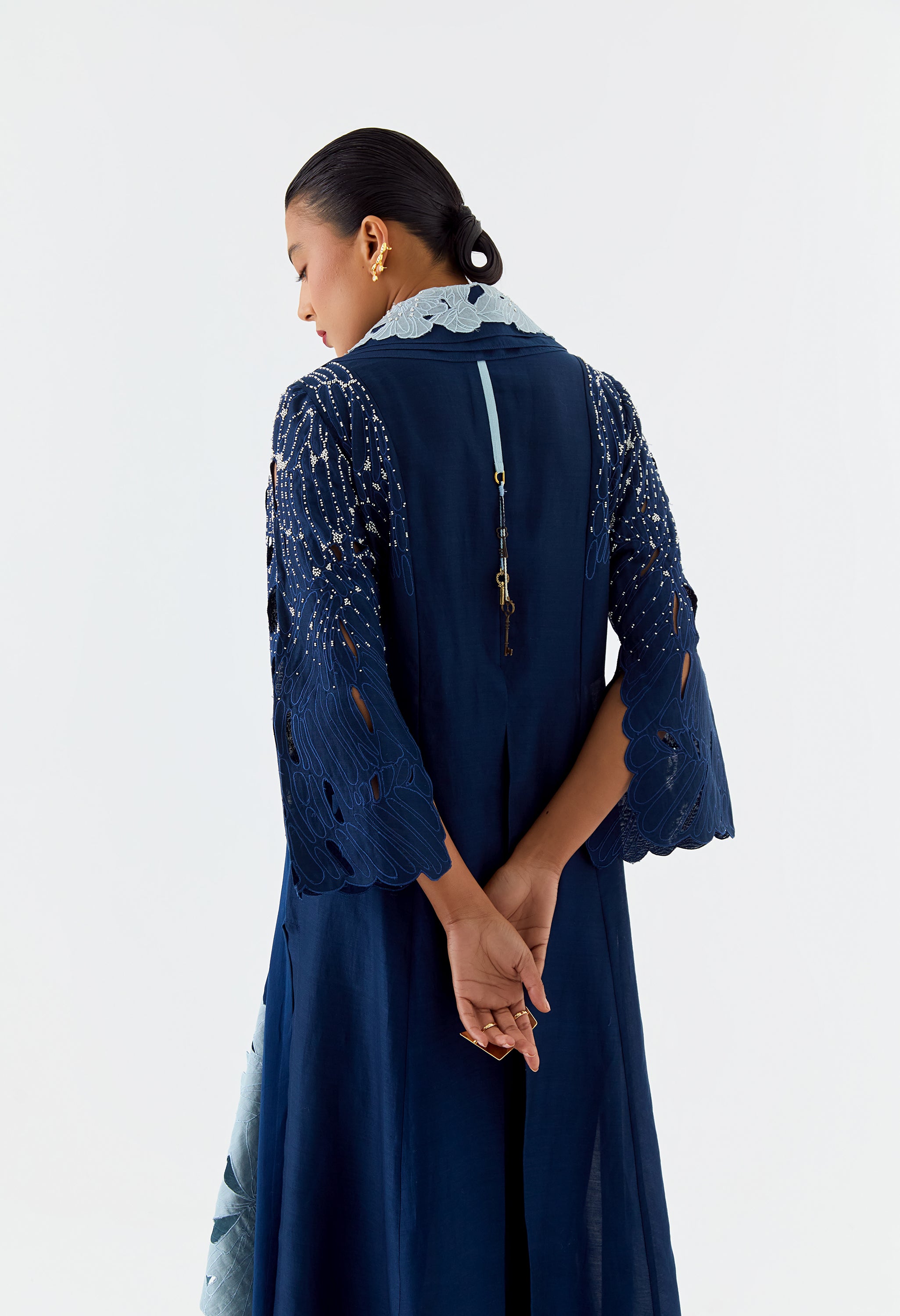 LAYERED COLLOR OVERLAP ANGRAKHA WITH PANTS