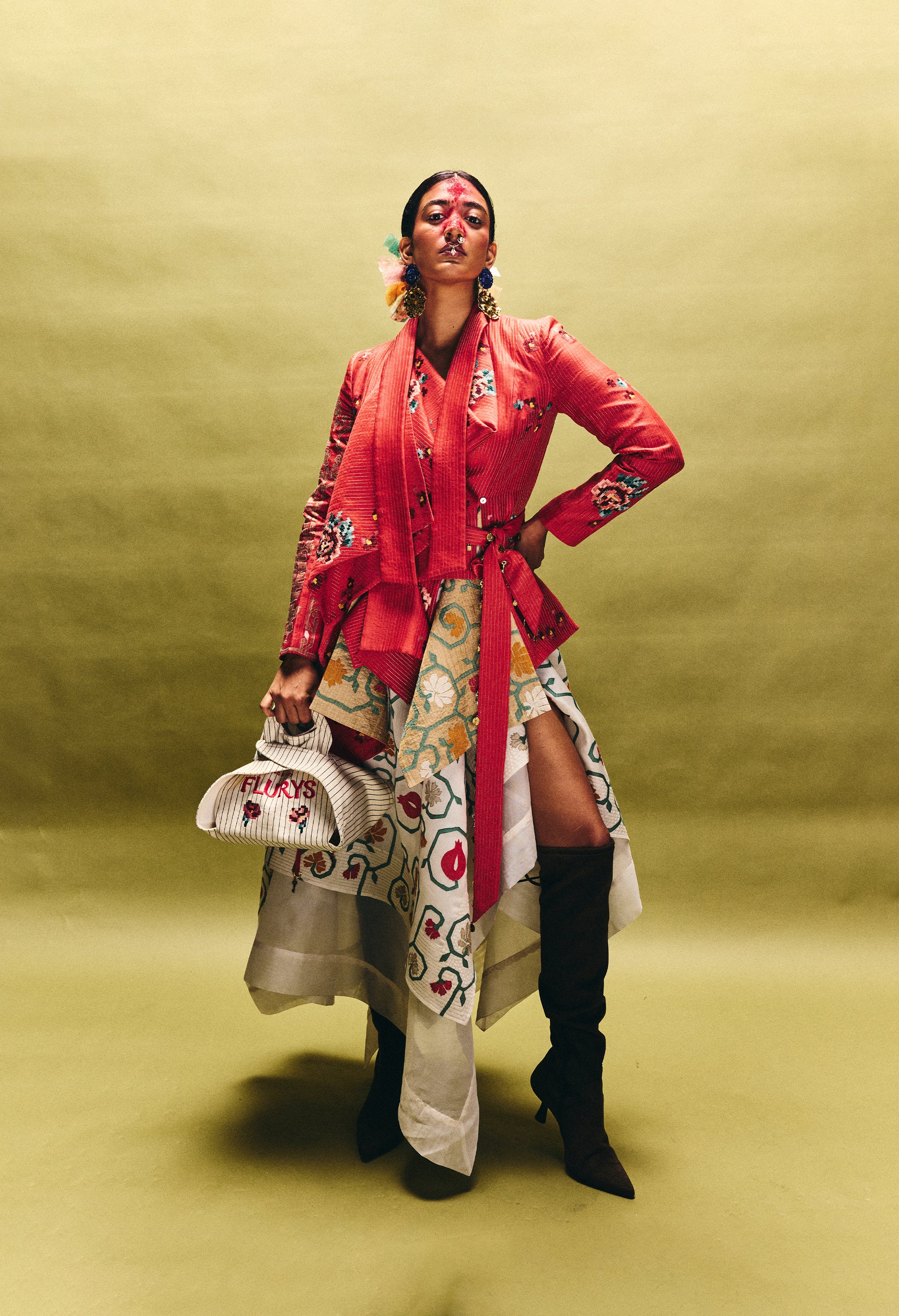 ENGINEERED DRAPED JACKET WITH ZIPPER DOUBLE LAYERED SKIRT