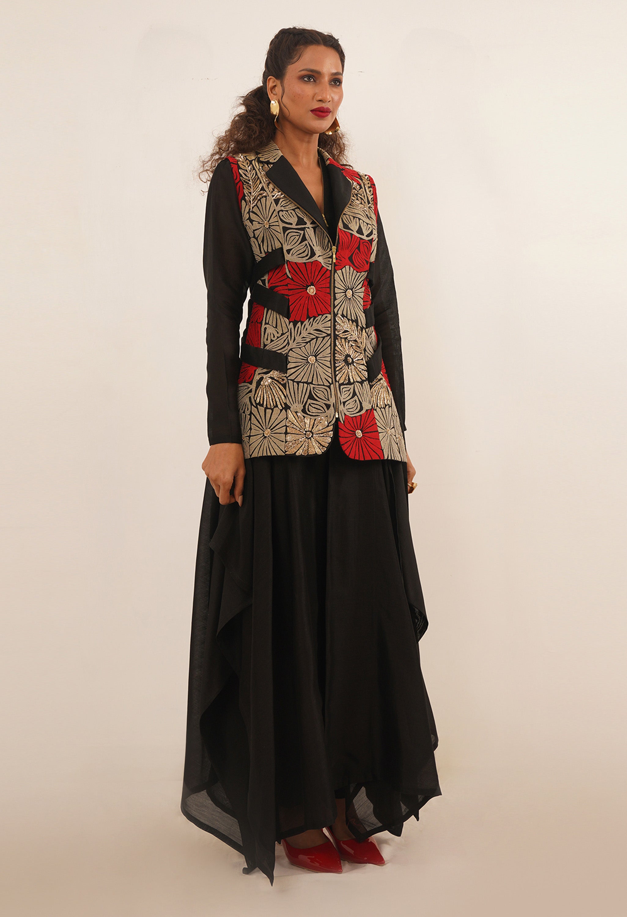 SIDE TIP UP JACKET WITH KURTA