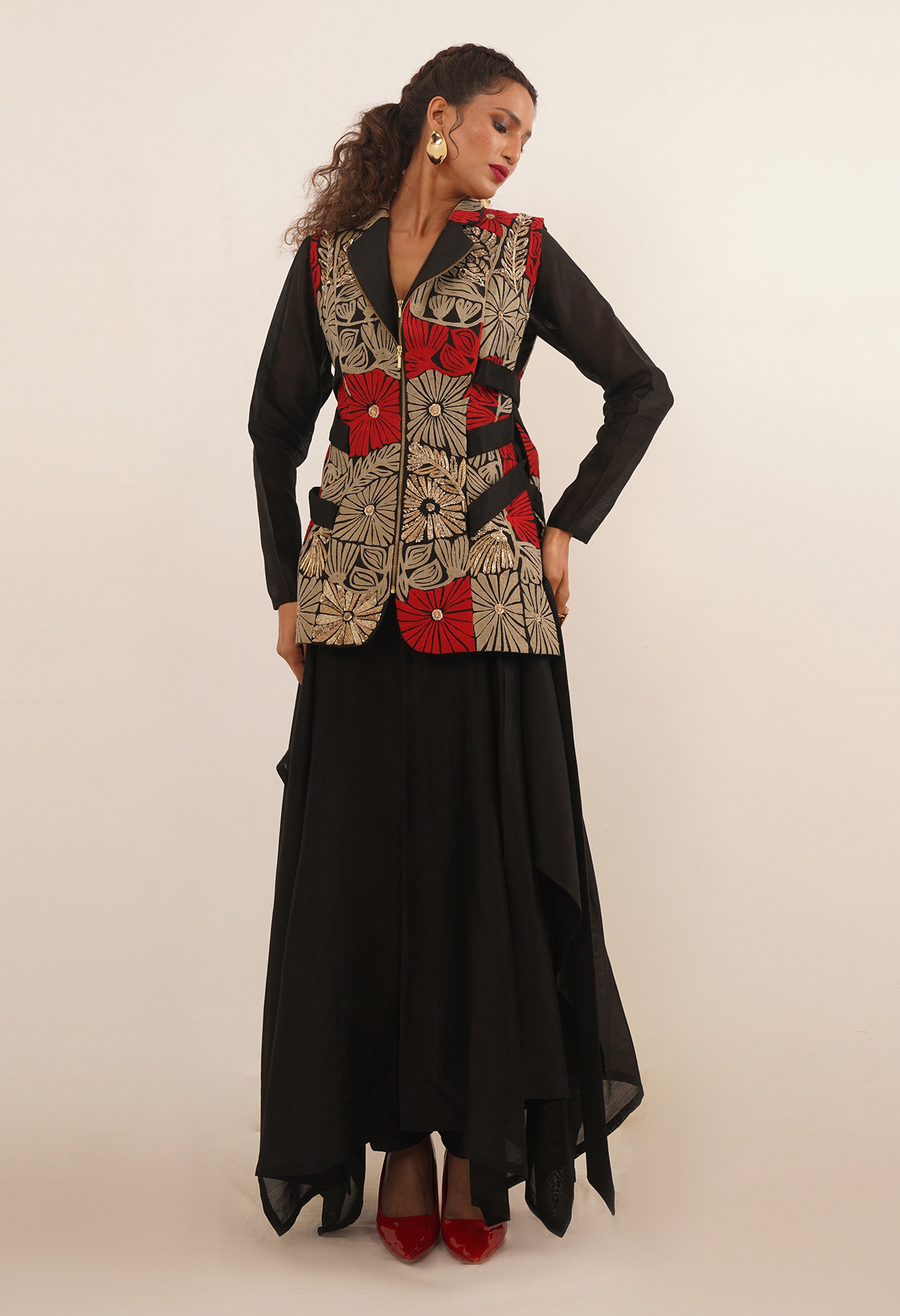 SIDE TIP UP JACKET WITH KURTA