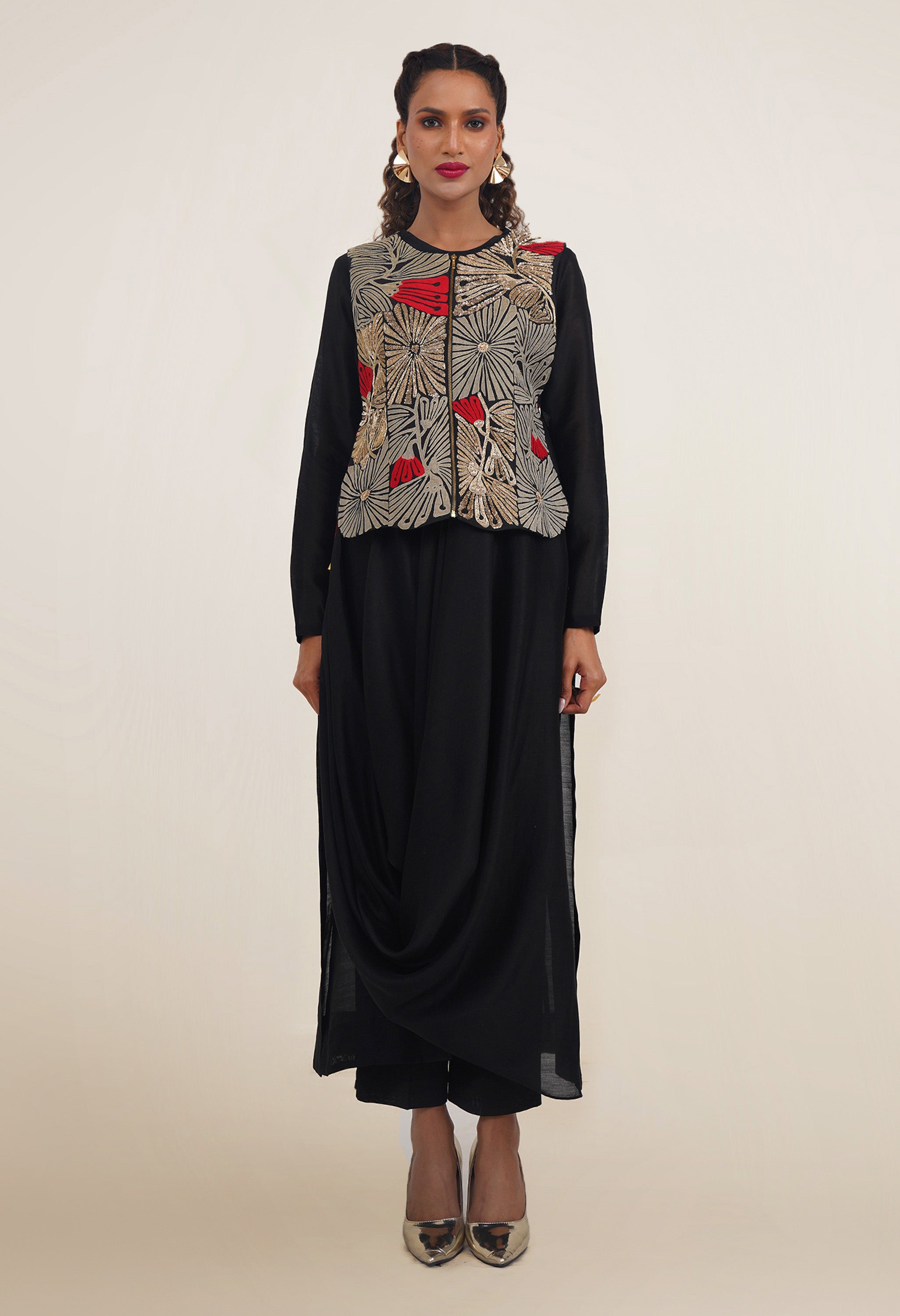 DRAPED KURTA WITH GILET