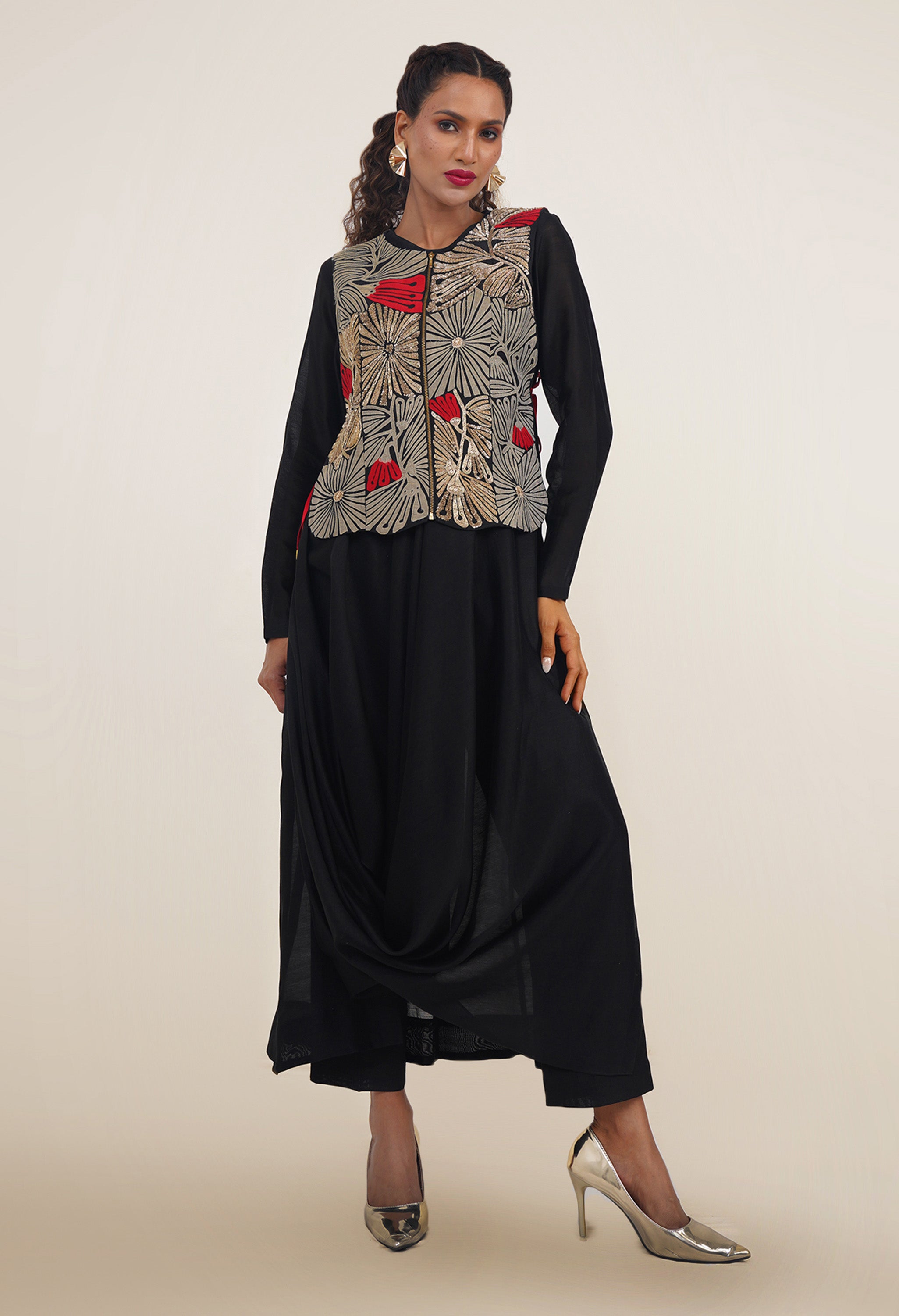 DRAPED KURTA WITH GILET