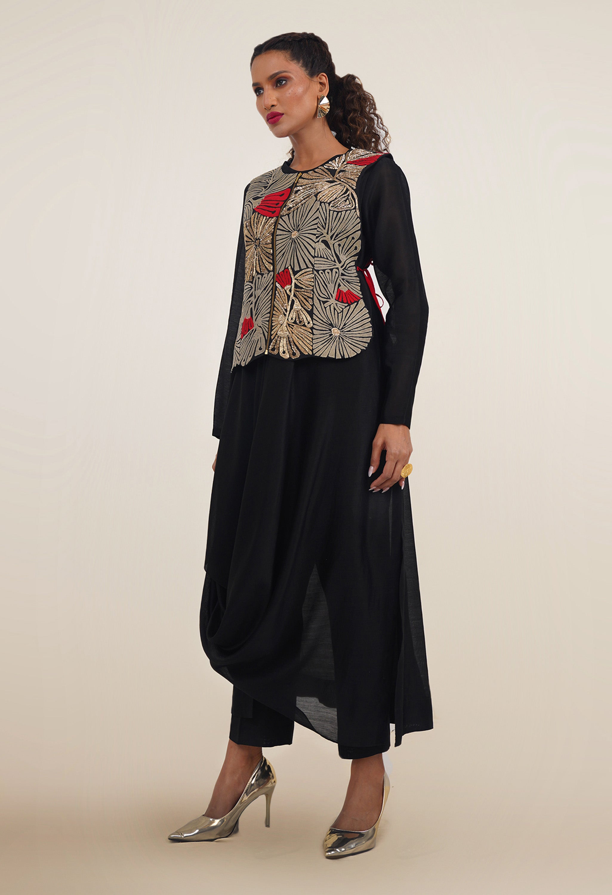 DRAPED KURTA WITH GILET