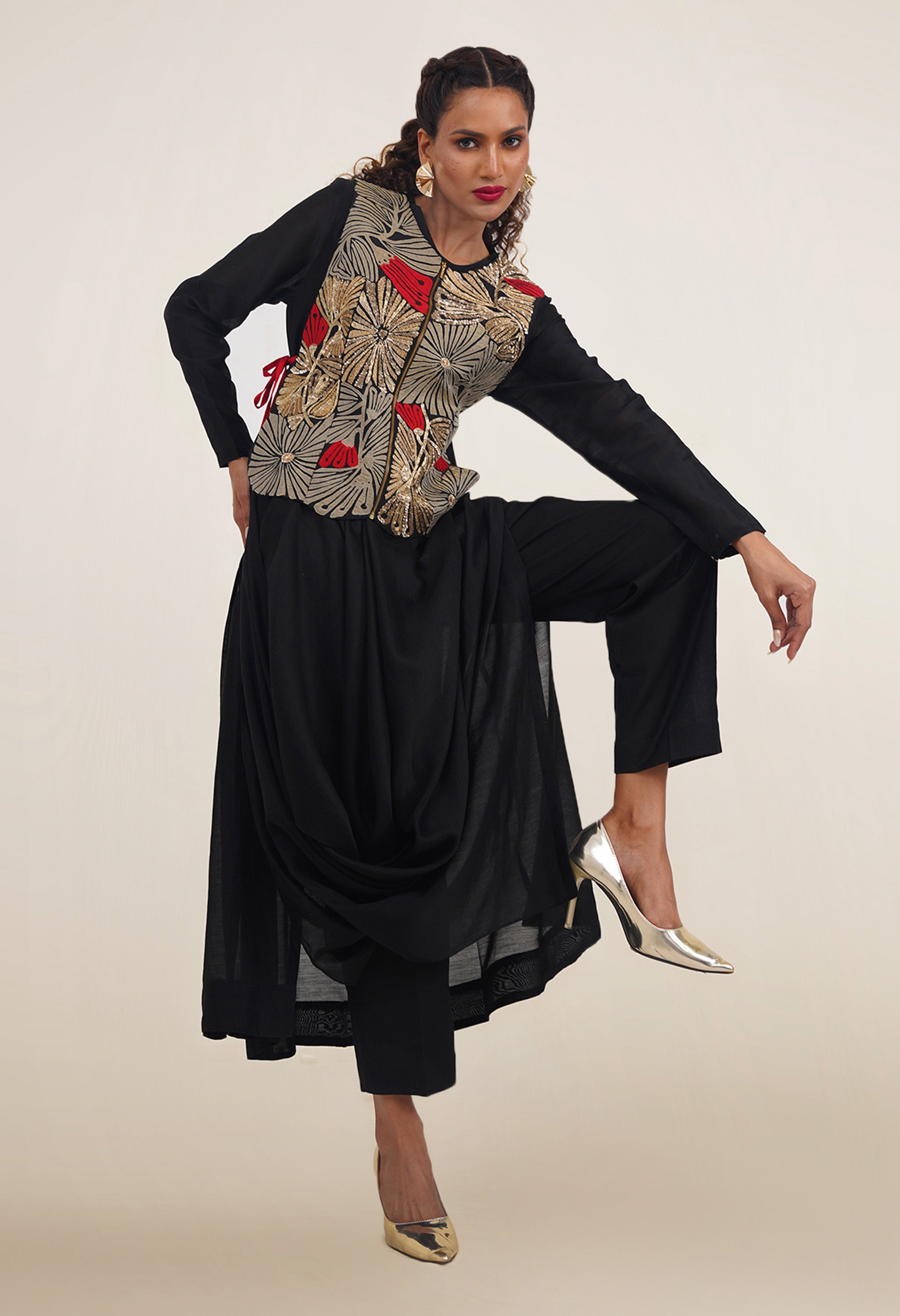 DRAPED KURTA WITH GILET