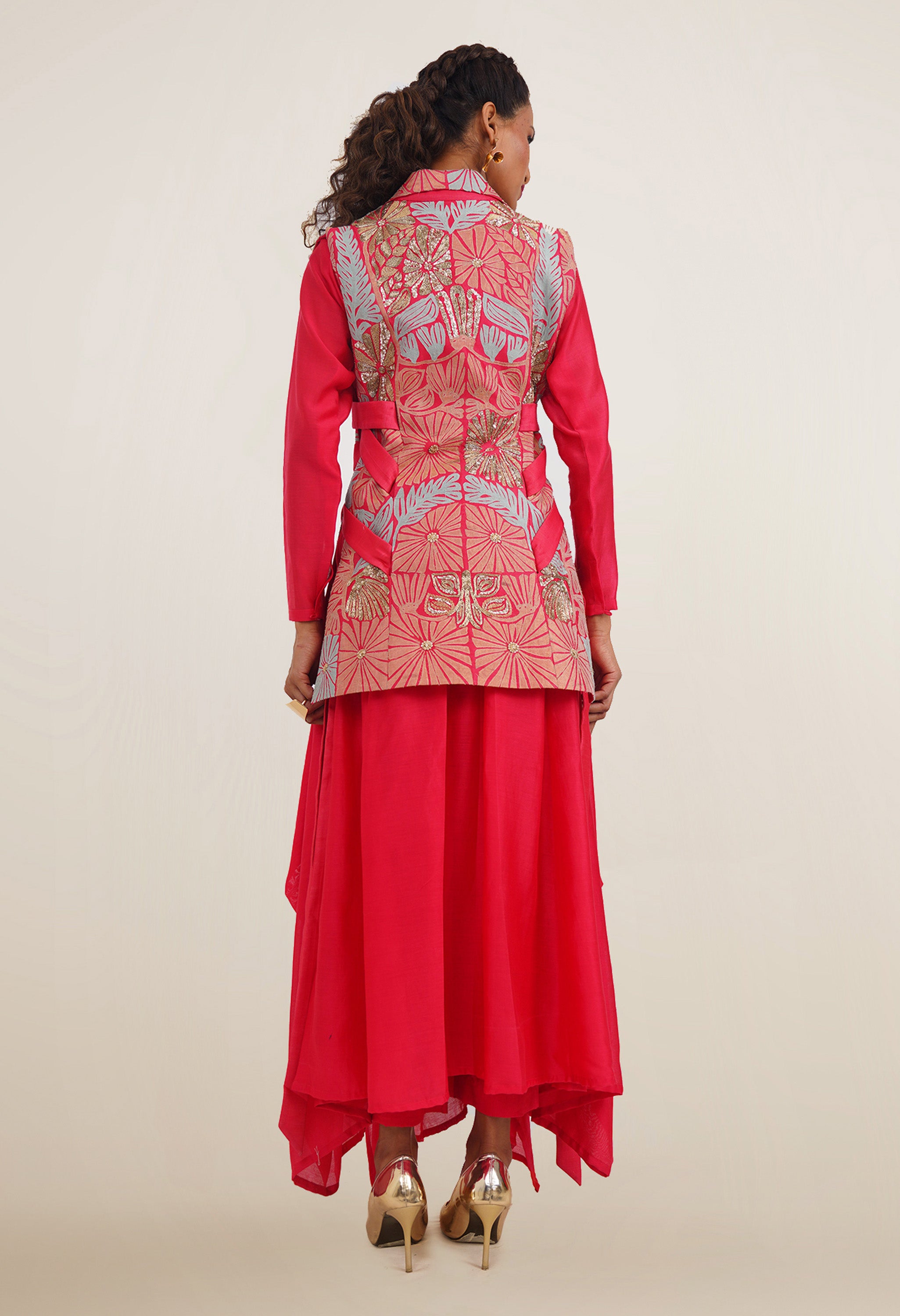 SIDE TIP UP JACKET WITH KURTA