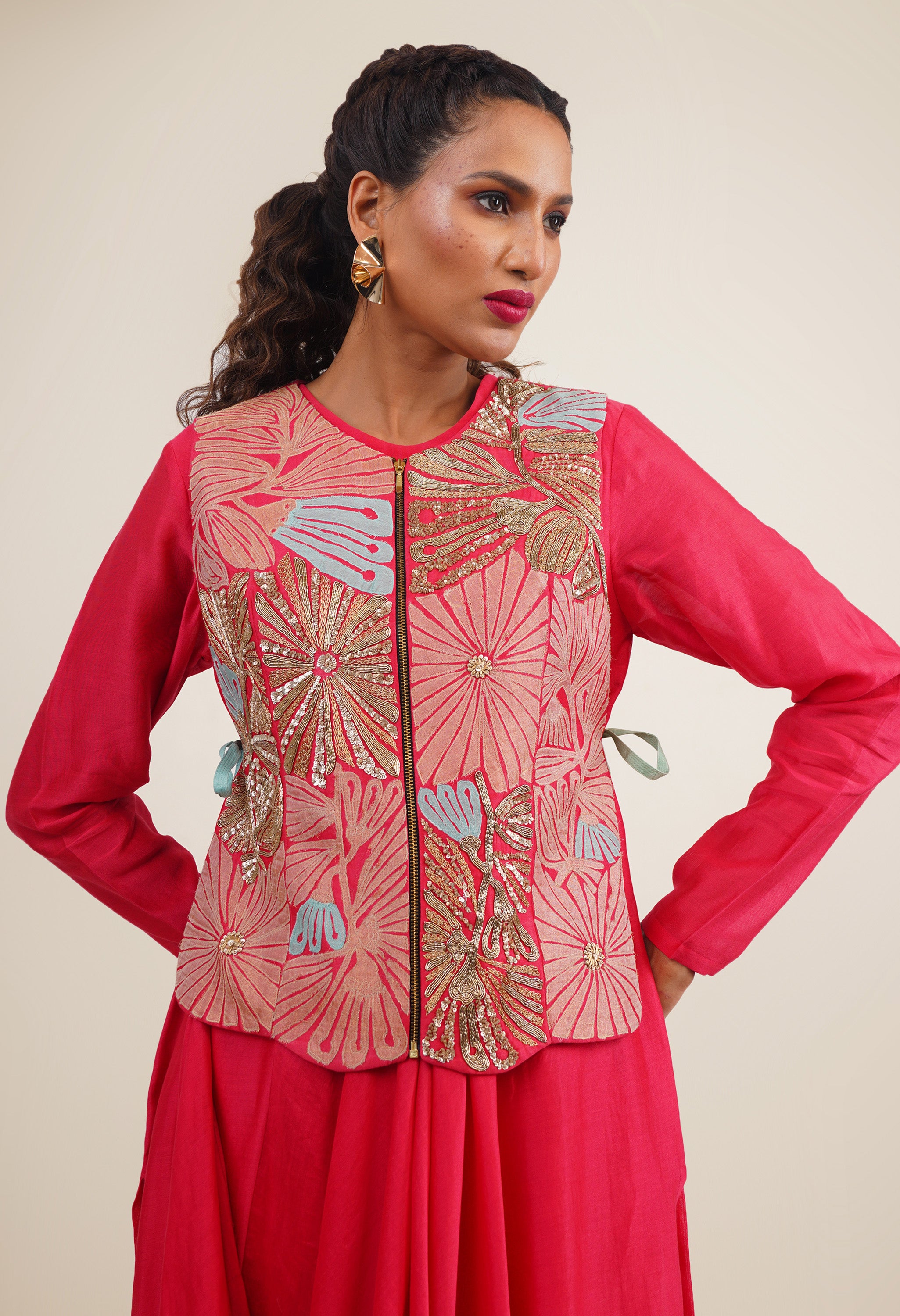 DRAPED KURTA WITH GILET