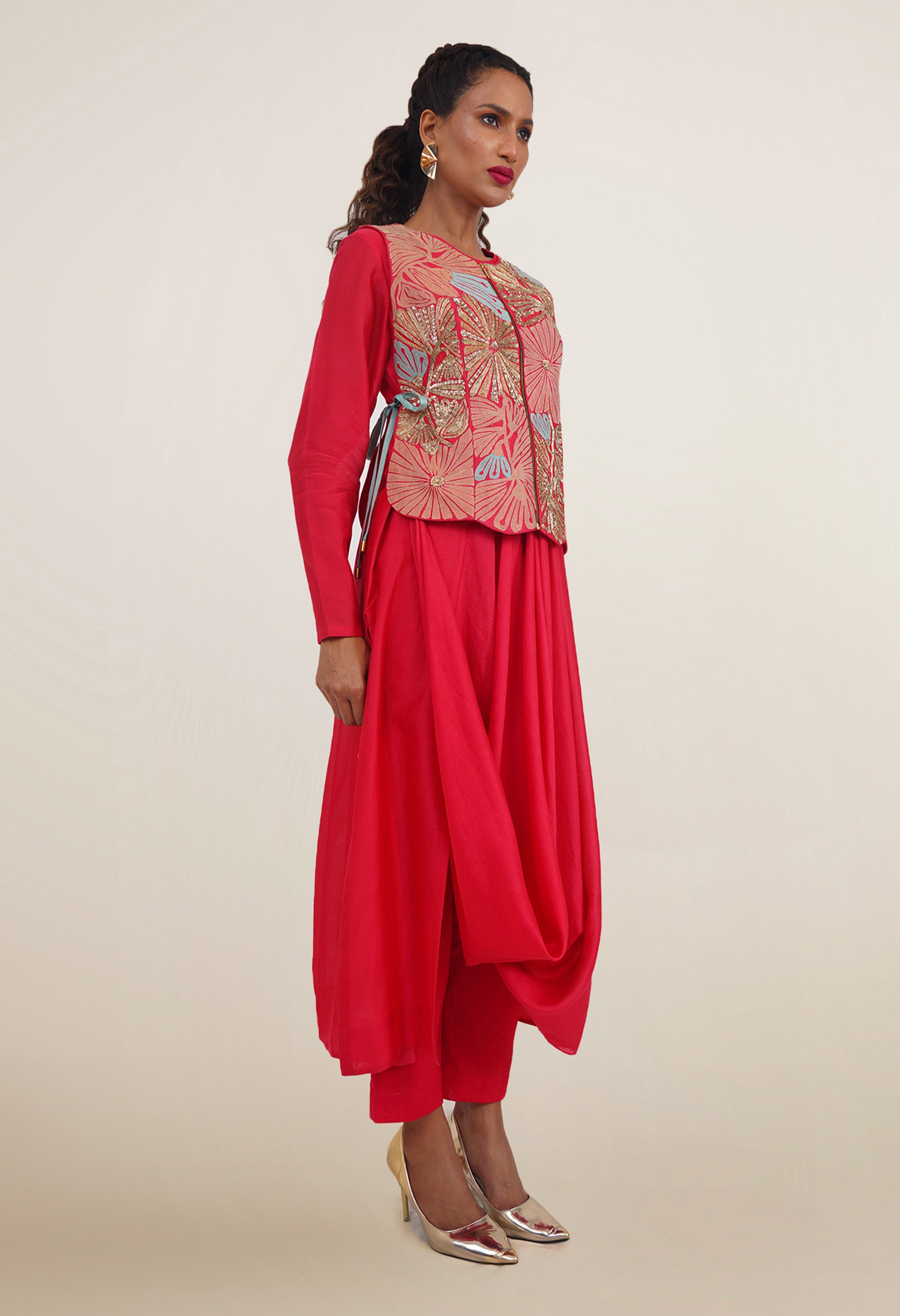 DRAPED KURTA WITH GILET