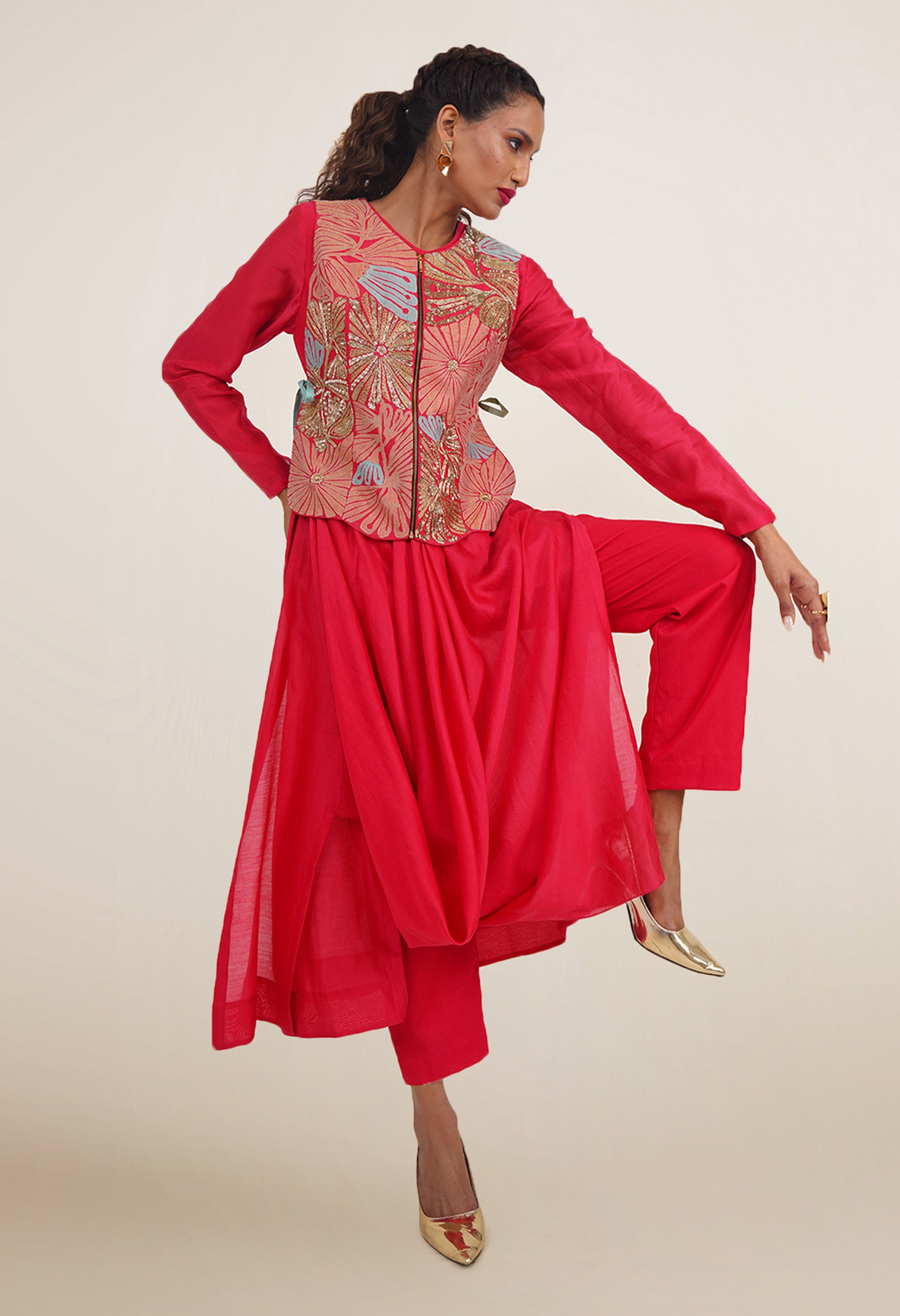 DRAPED KURTA WITH GILET